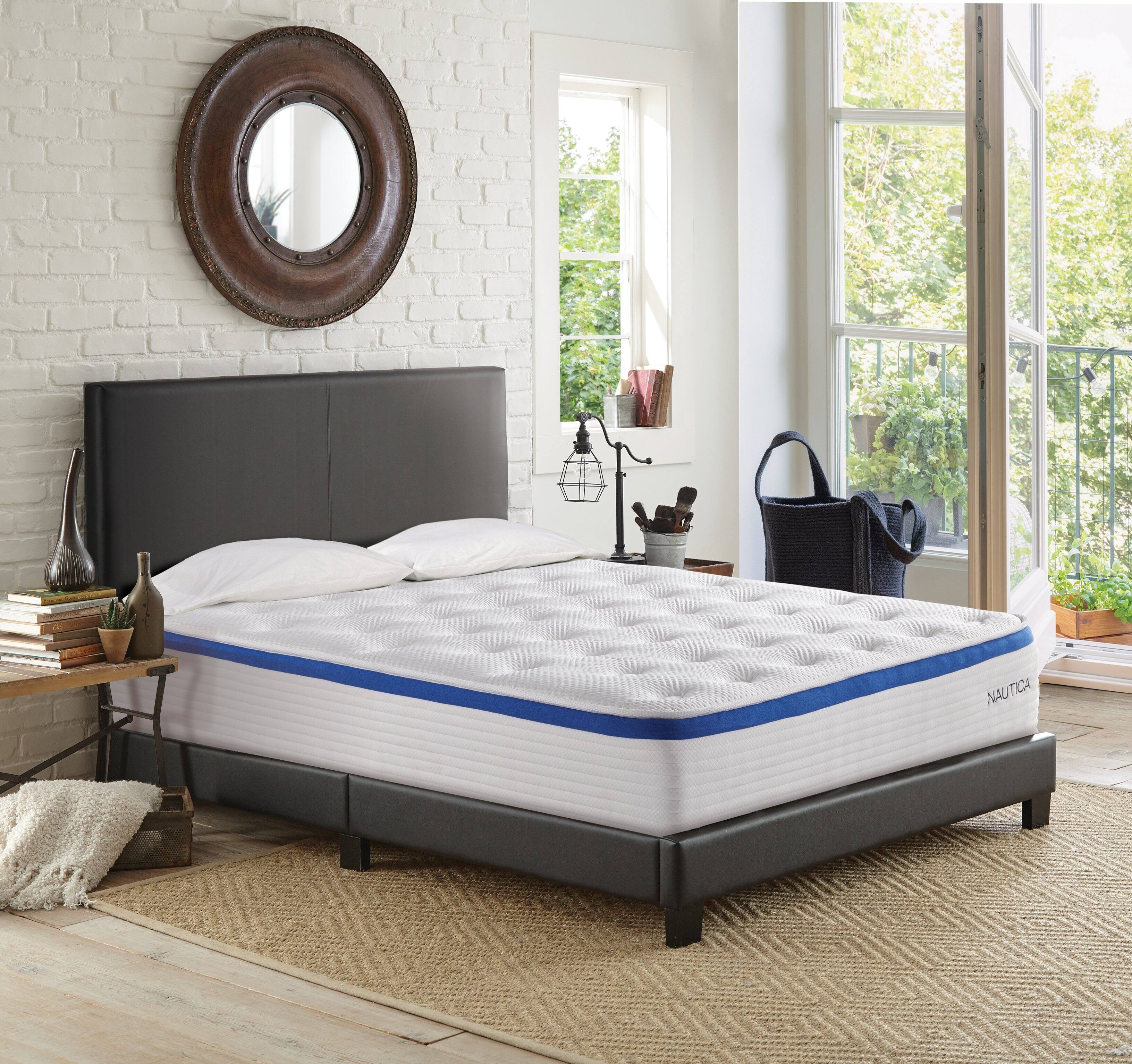Alt View 4. Nautica - 12" Renew Hybrid Mattress - WHITE/BLUE.