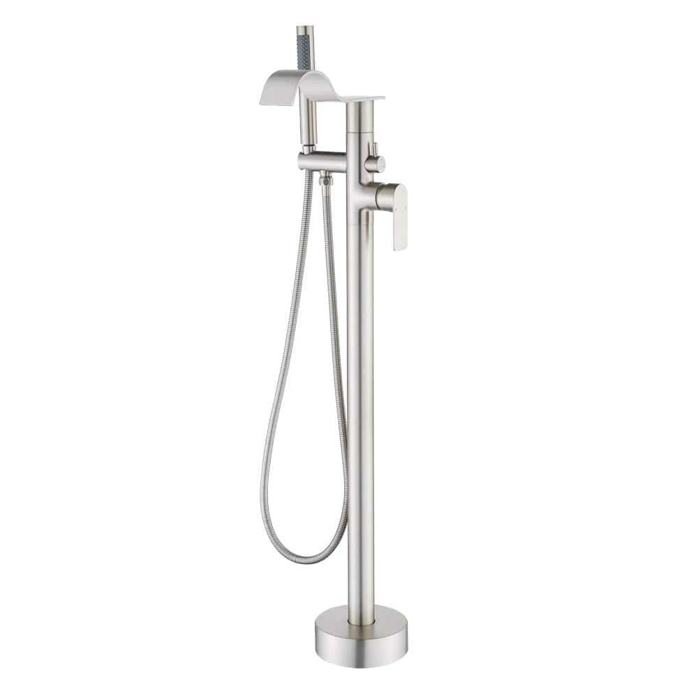 Boyel Living - Brushed Bathtub Faucet Dual Function 360 Degrees Rotatable 1.5m SUS304 Hose Independent Handles - Brushed Nickel