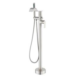 Boyel Living - Brushed Bathtub Faucet Dual Function 360 Degrees Rotatable 1.5m SUS304 Hose Independent Handles - Brushed Nickel