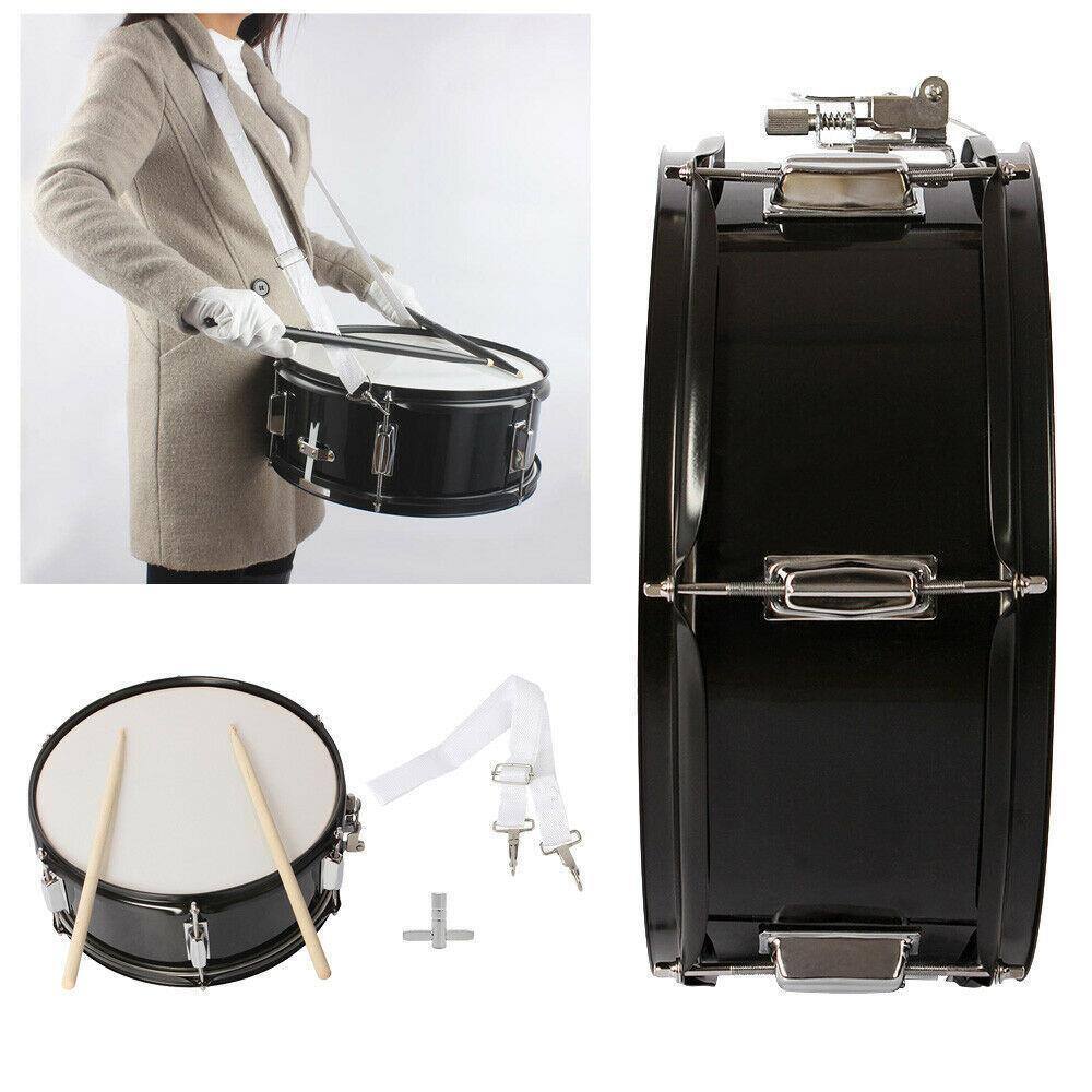 Back. Winado - 14in*5.5in Snare Drum Poplar Wood Drum Percussion Set Snare Drum Kit with a Pair of Drumsticks - Black.