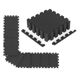 Gymax - 18 Pack Interlocking EVA Foam Floor Tiles 2/5 Inch Thick Puzzle Exercise Mats - Black