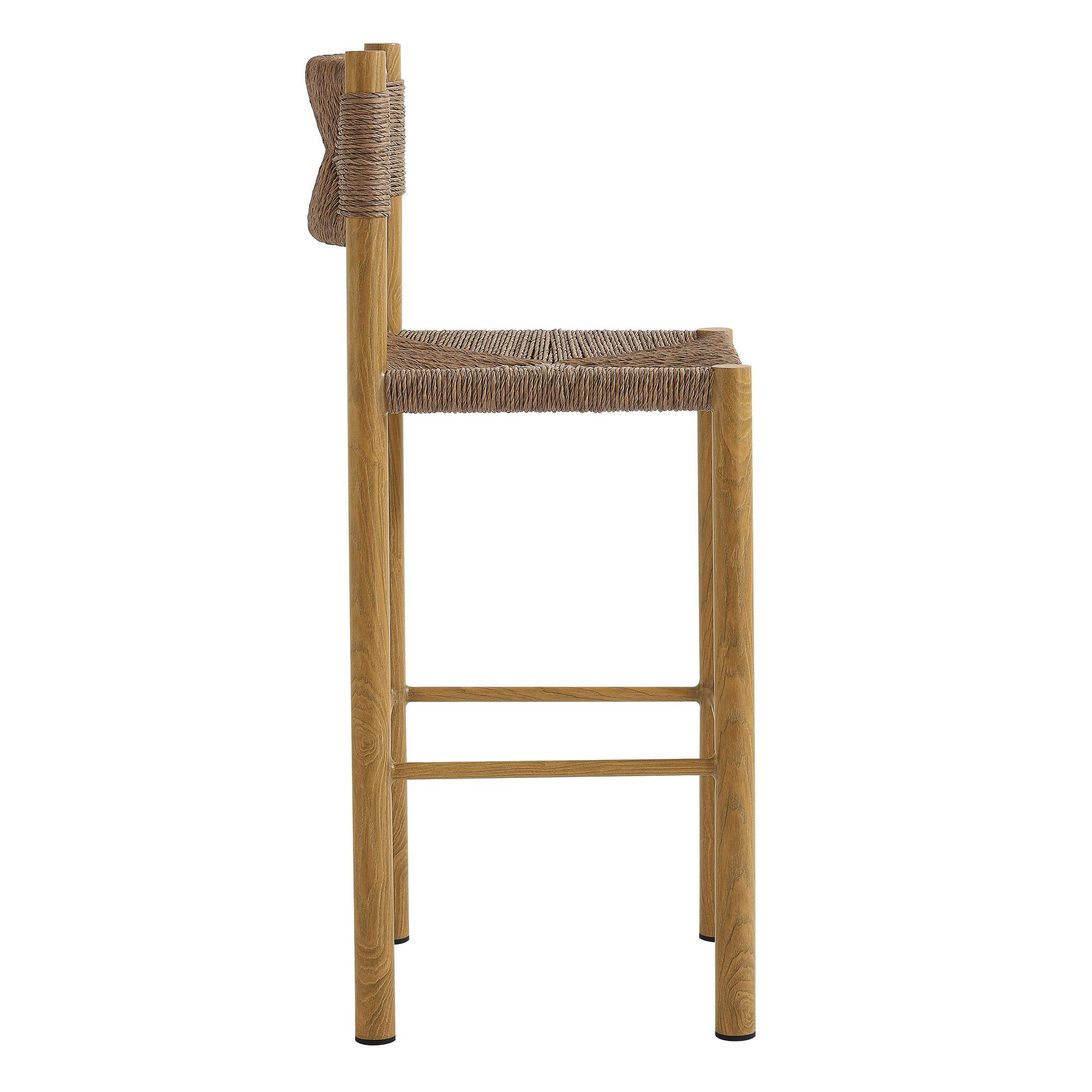 Alt View 4. Modway - Parkland Outdoor Patio Rattan and Aluminum Bar Stools Set of 2 by Modway - Natural.