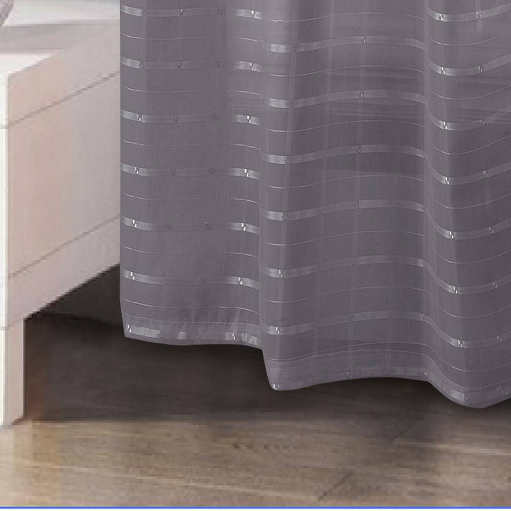 Left. RT Designers Collection - RT Designers Collection Wanda Box Voile Light Filtering One Grommet Curtain Panel 54" x 90" Charcoal - Charcoal.