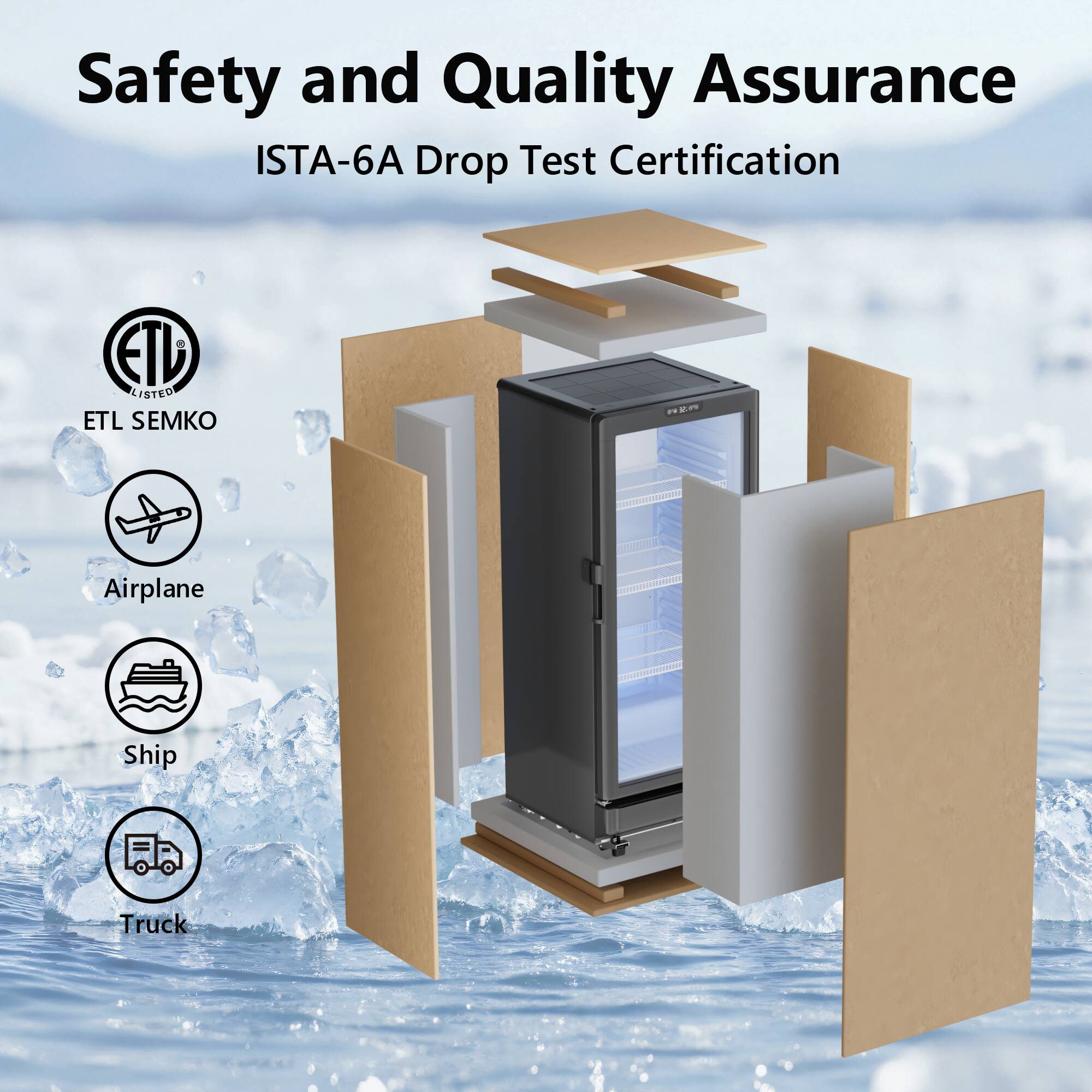 Safety and Quality Assurance  
ISTA-6A Drop Test Certification  
ETL LISTED  
ETL SEMKO  
Airplane  
Ship  
Truck