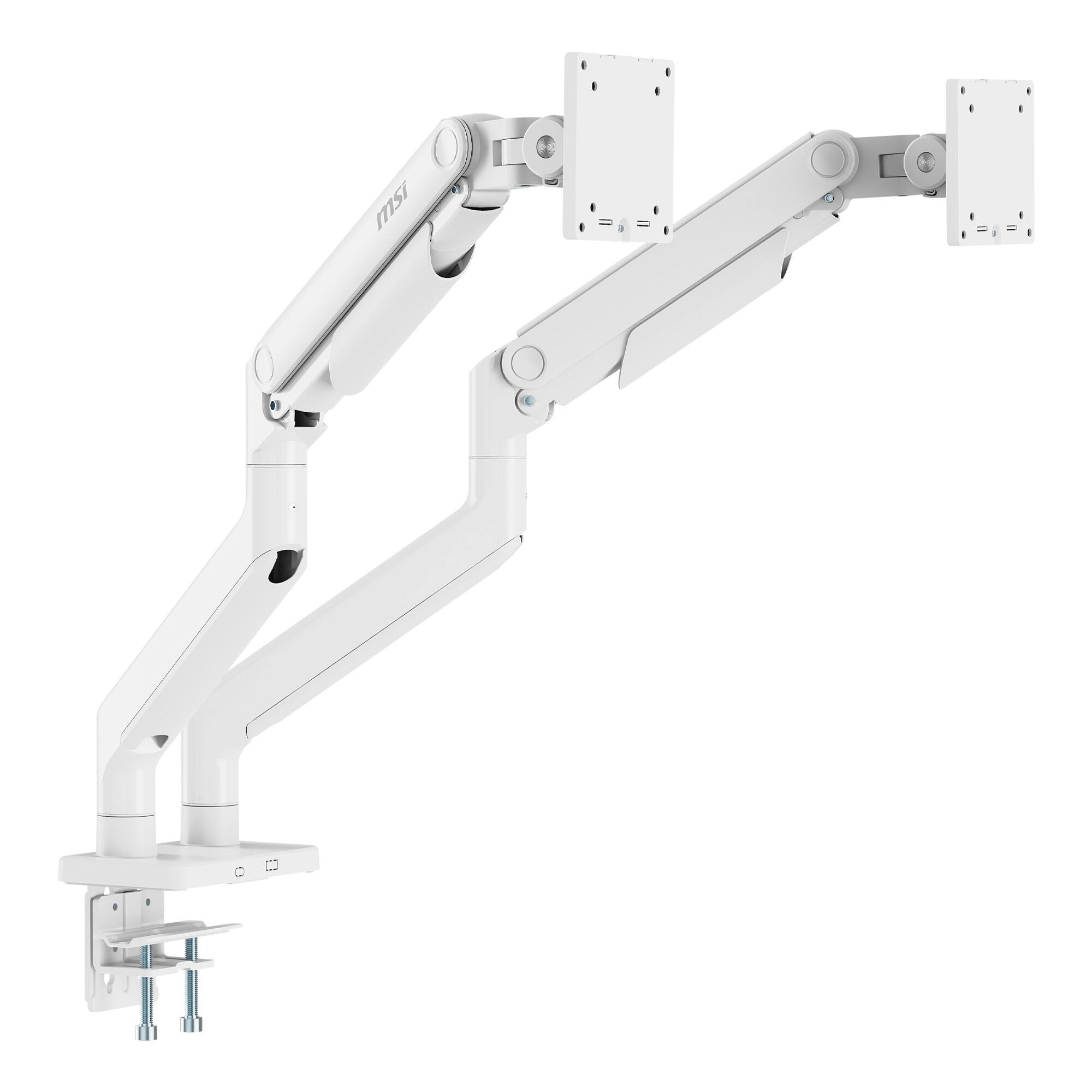 Alt View 8. MSI - MAG MT201DW Dual Monitor Arm – Adjustable Desk Mount, VESA Compatible, 17–45in, 44 lbs Capacity, Clamp & Grommet - Matte White.