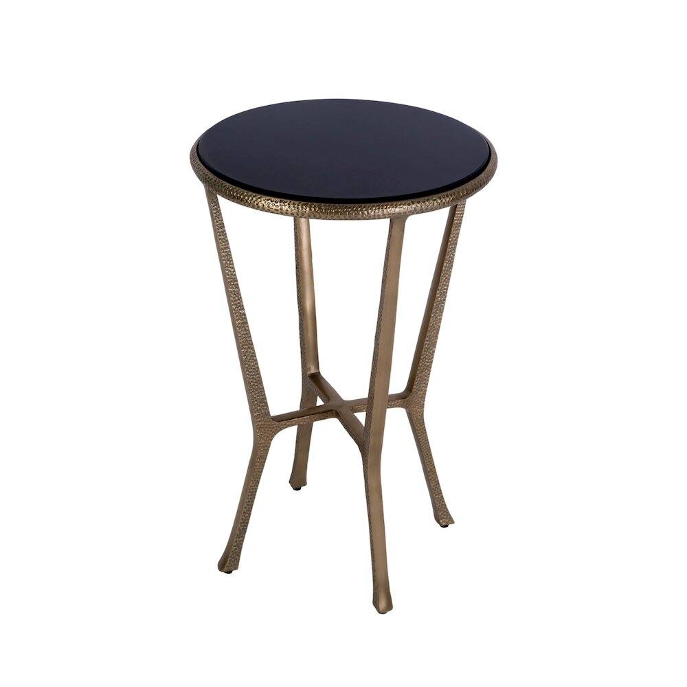Alt View 3. Butler Specialty - Ivy 15.5 in. W Round Metal & Granite Side Table - Black,Antique Gold.