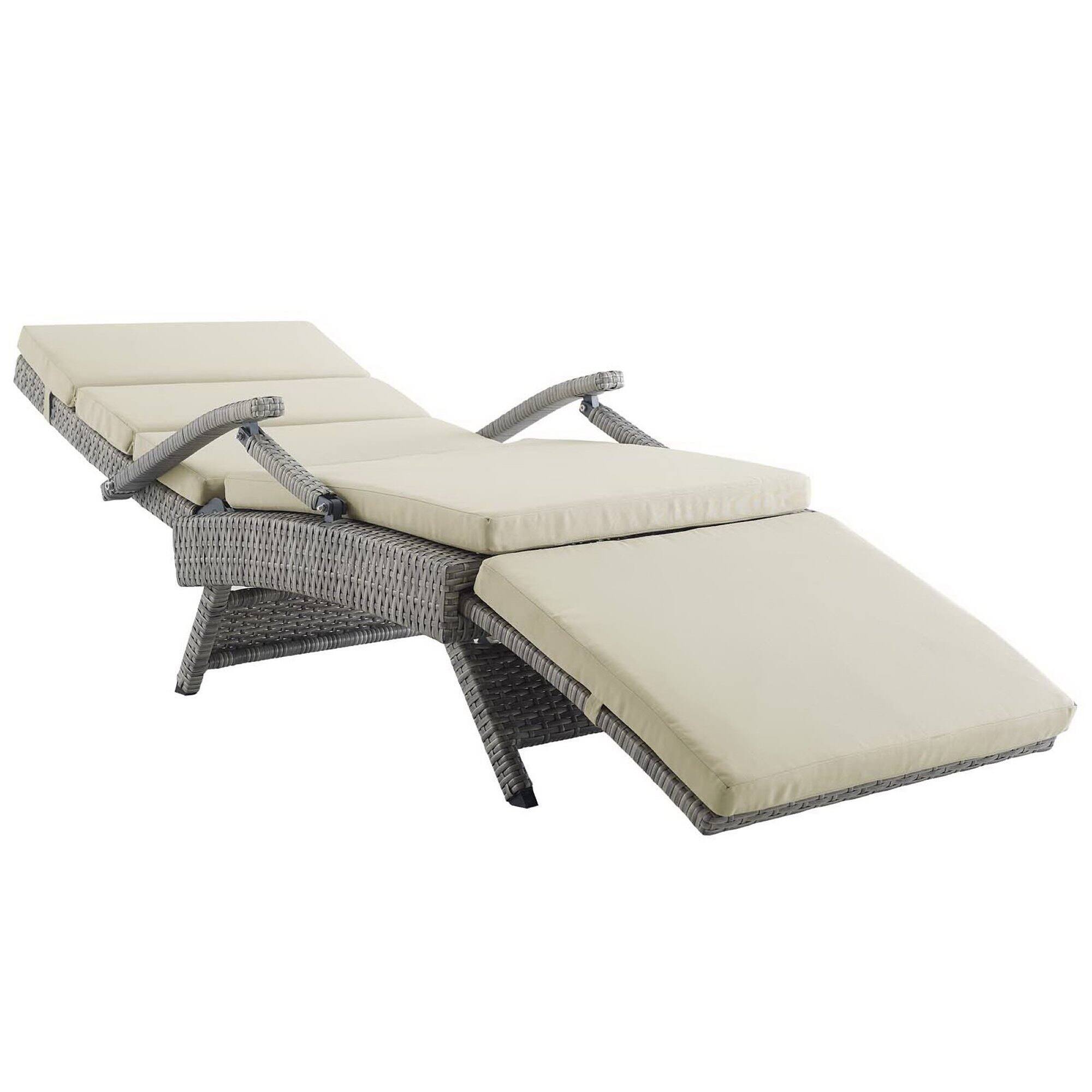 Back. Modway - Envisage Chaise Outdoor Patio Wicker Rattan Lounge Chair by Modway - Light Gray Beige.