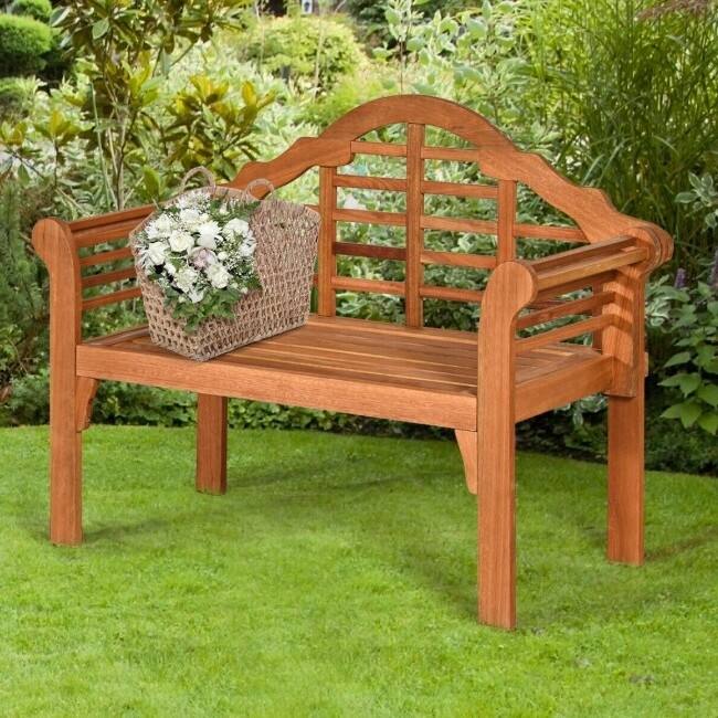 Left. Hivvago - FarmHome Folding 2 Seater Garden Eucalyptus Bench - Brown.