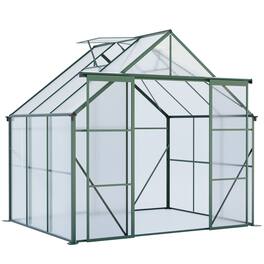 Mondawe - 8X6FT Double Door Polycarbonate Greenhouse - Green
