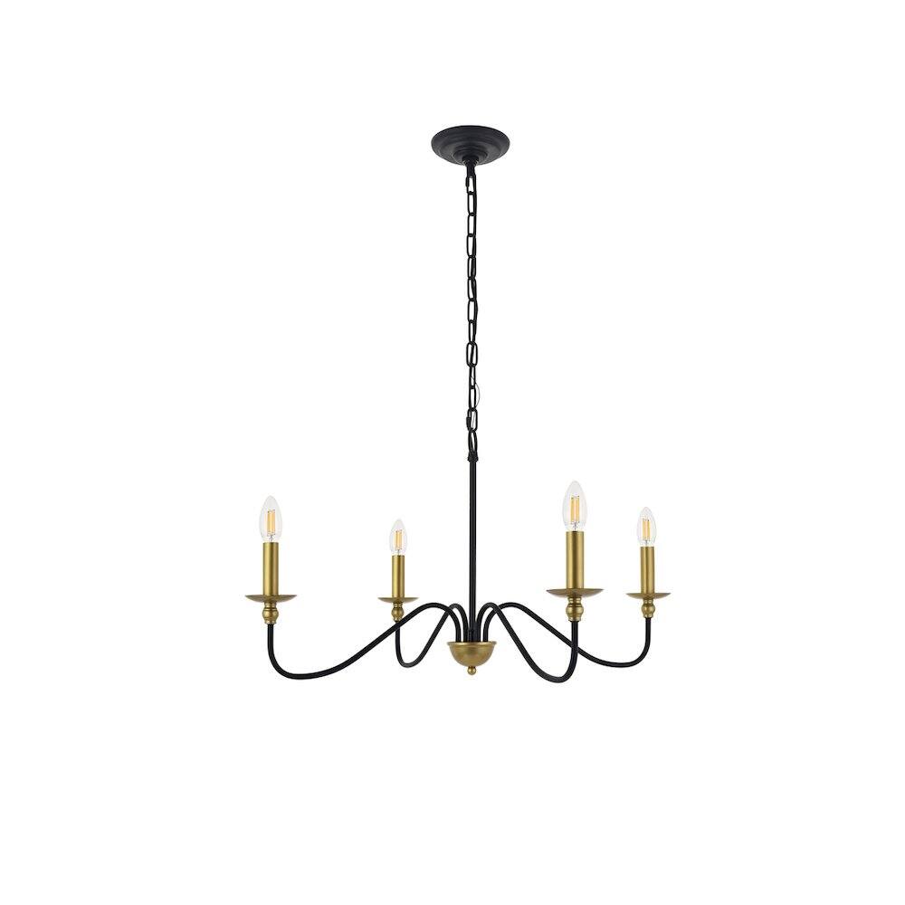 Alt View 7. Living District - Rohan 4 Light Matte Black And Brass Pendant - Matte Black And Brass.