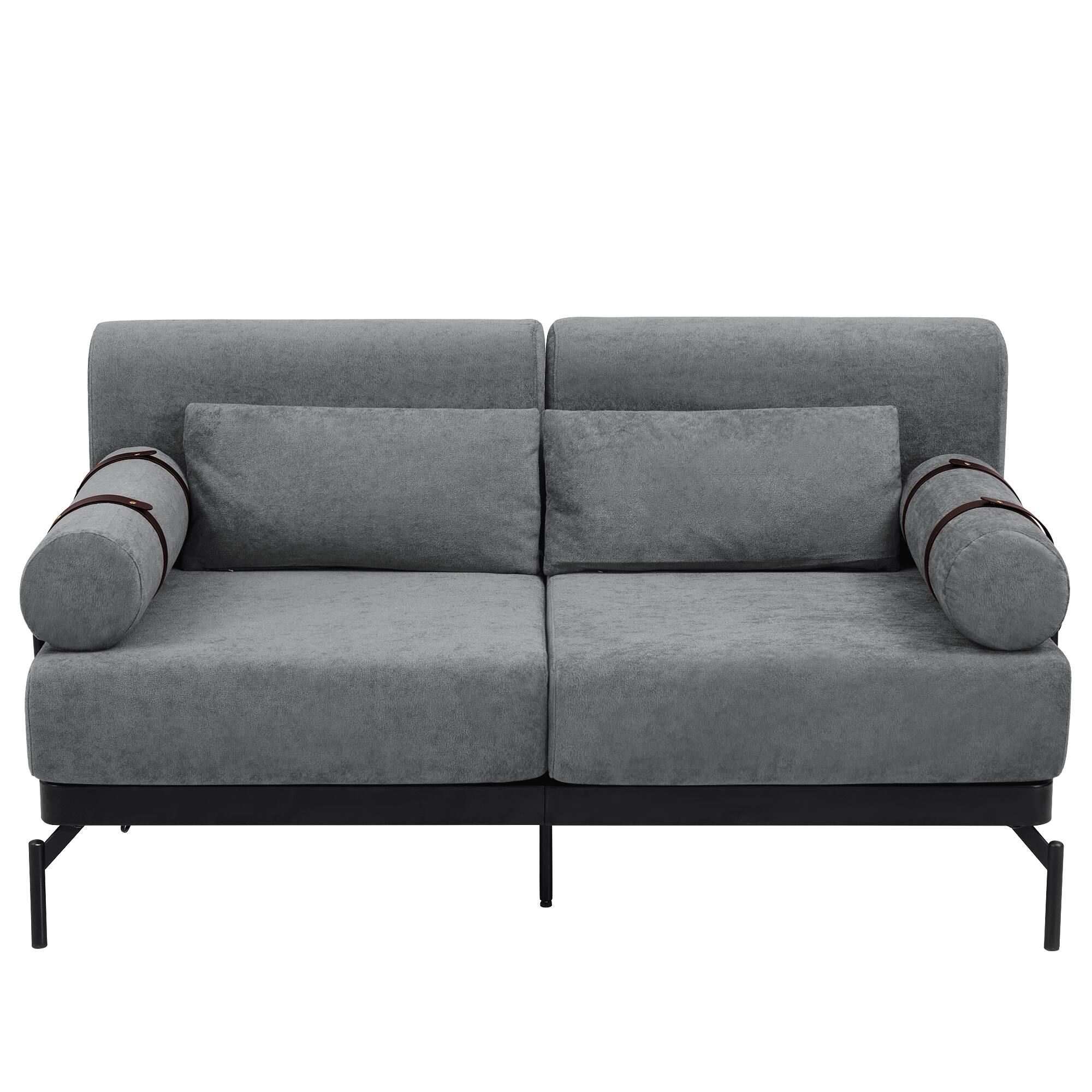 Alt View 7. GOODSILO - Modern Loveseat Sofa 59"" Couch 2-Seater with USB Ports & Unique Armrests - Grey.