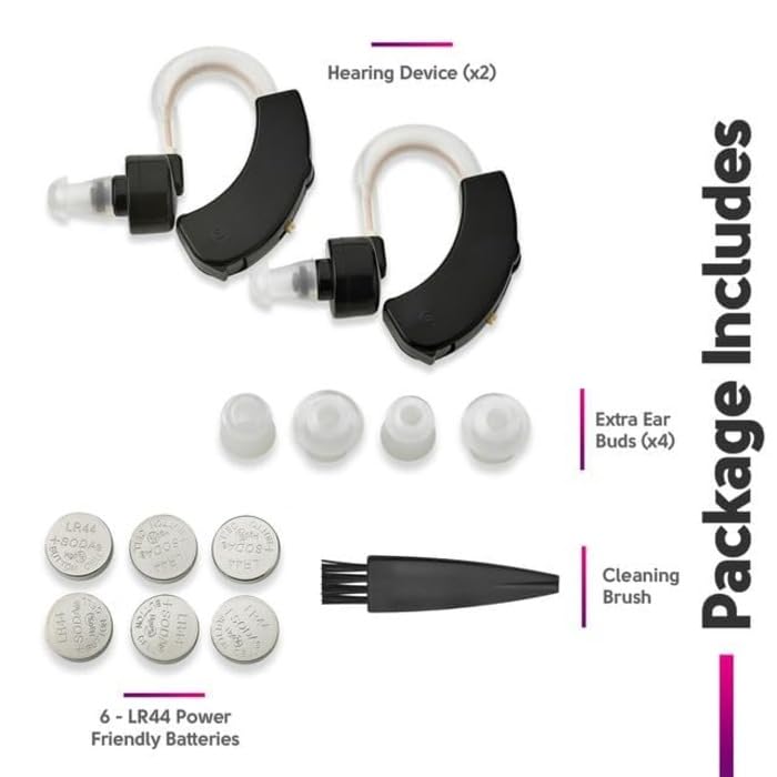 LR44 +800AS SODAI -SODAL PP87 L4 SODA WaOS LI ESOD 6 LR44 Power Friendly Batteries Hearing Device (x2) Includes Extra Ear Buds (x4) Cleaning Brush Package

Package Includes:
- Hearing Device (x2)
- Extra Ear Buds (x4)
- Cleaning Brush
- 6 - LR44 Power Friendly Batteries