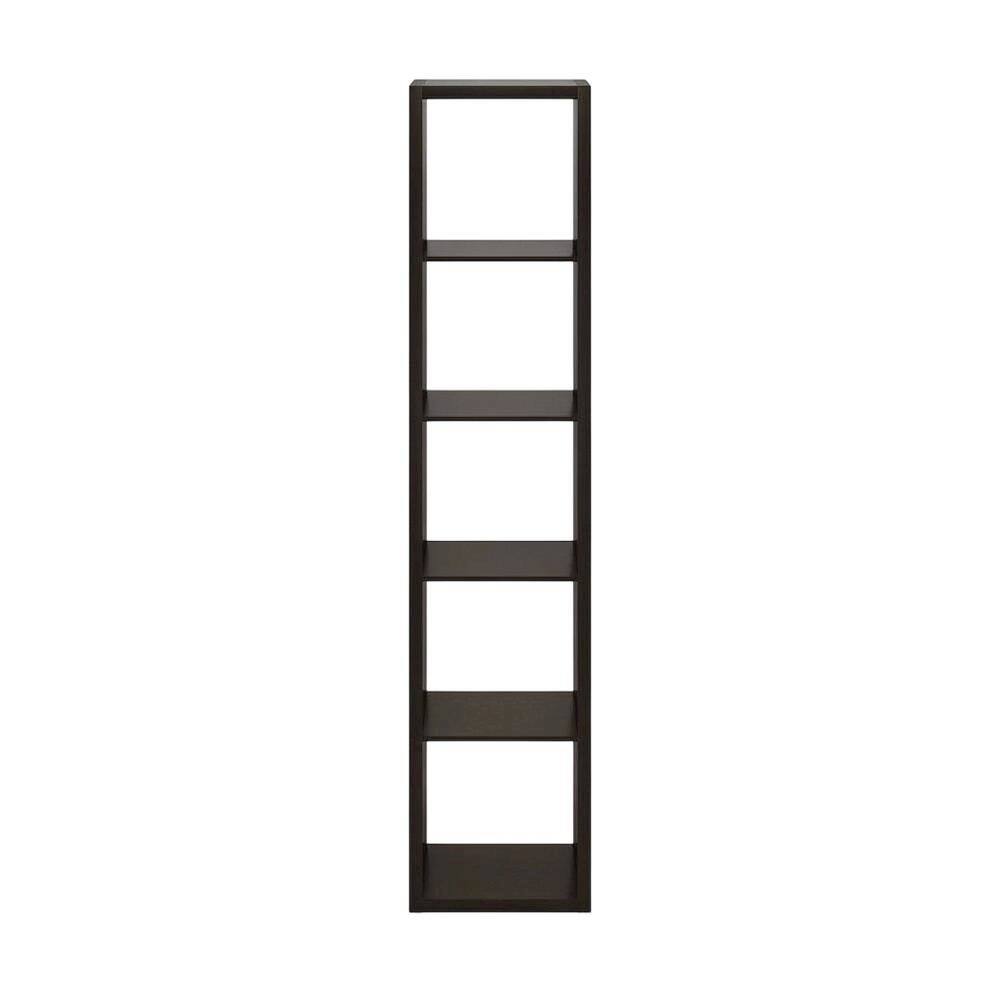 Back. FurniFact - Wooden bookcase with modern design for living room storage - Dark Oak.