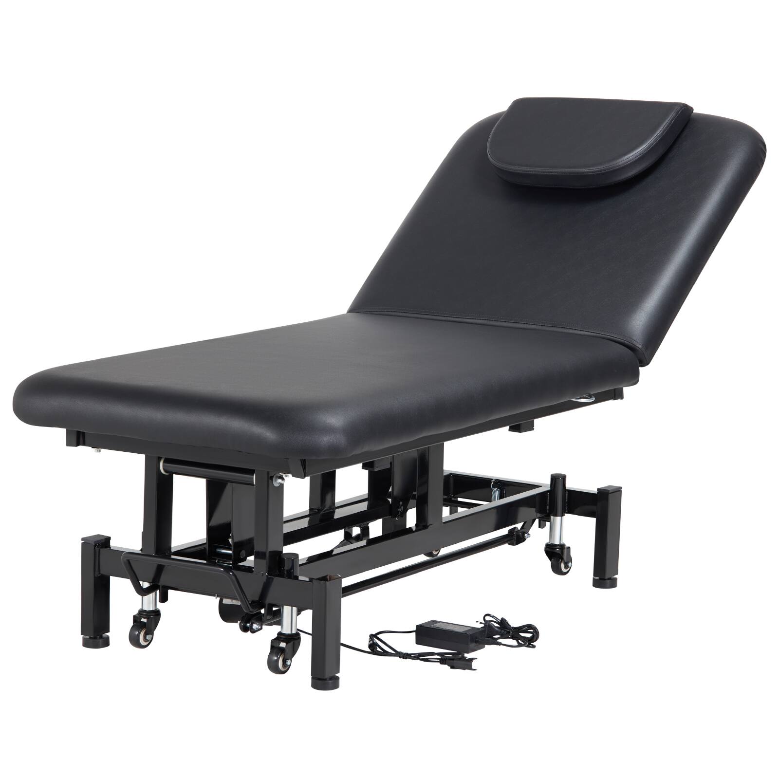 Alt View 5. VEVOR - Professional Electric Lift Massage Table, 0-45° Adjustable Backrest Medical Table Beauty Bed - Black.