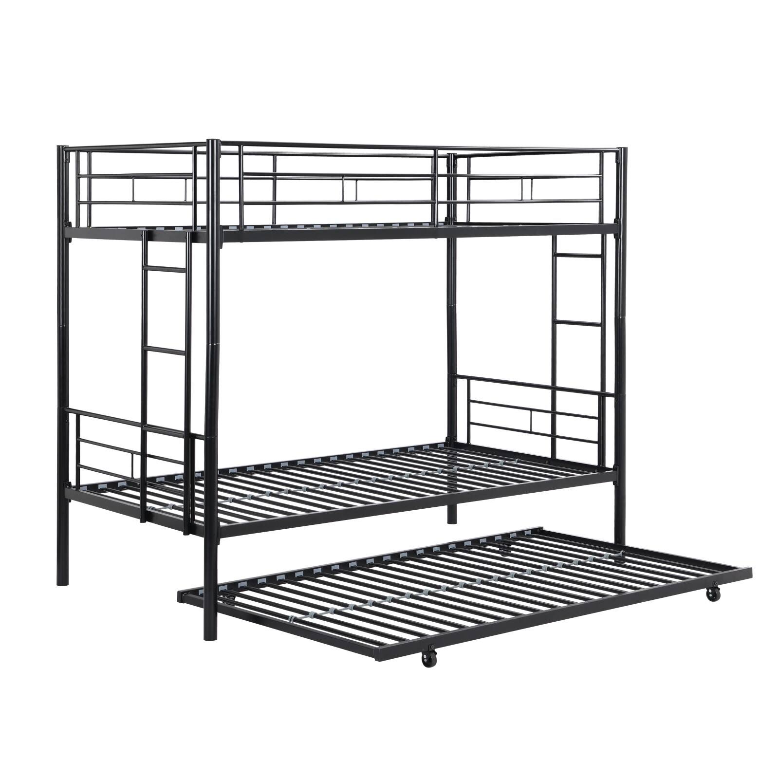 Alt View 8. Ecooso - Twin Over Twin  Metal  Bunk Bed with trundle - Black.