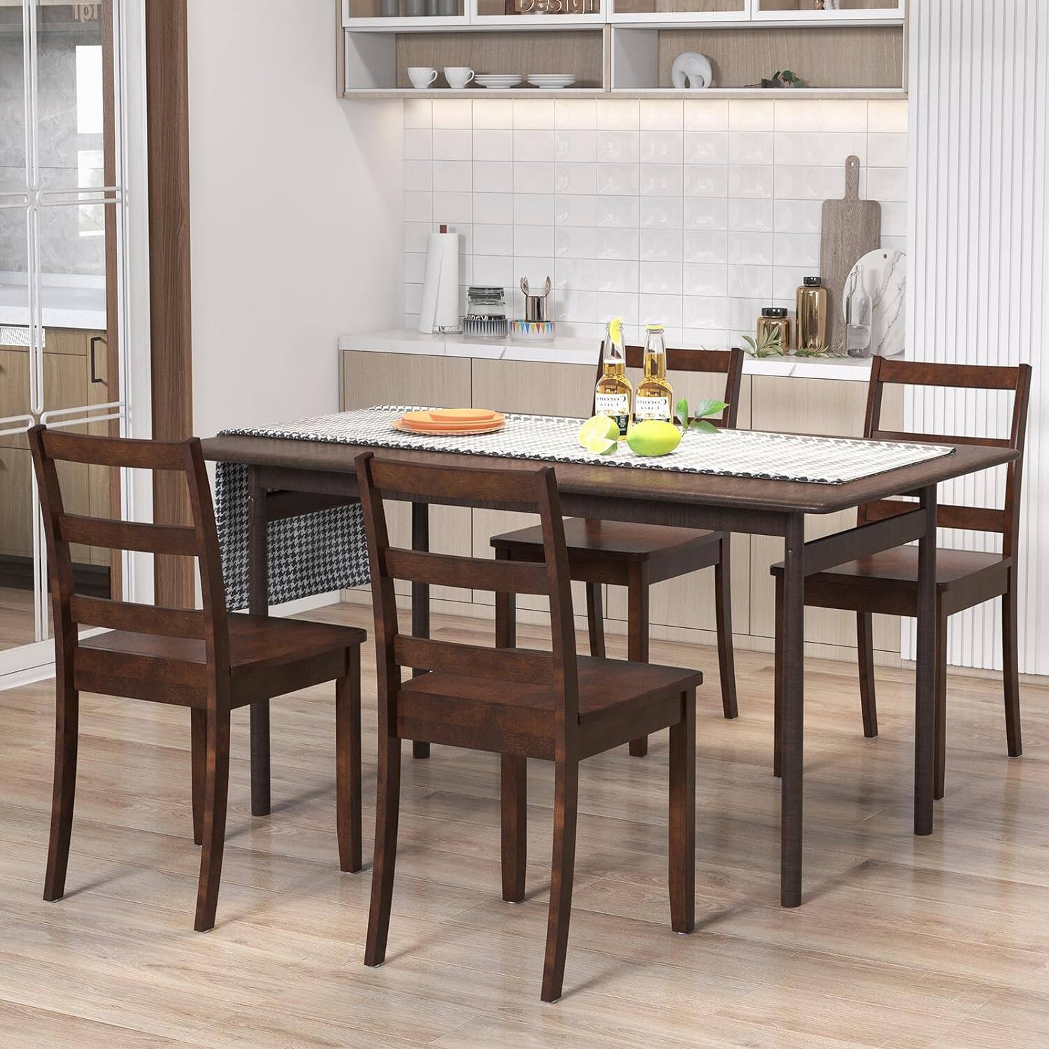 Alt View 3. Costway - Costway Dining Chairs Set of 2 Wood Dining Room Kitchen Side Chairs - Brown.