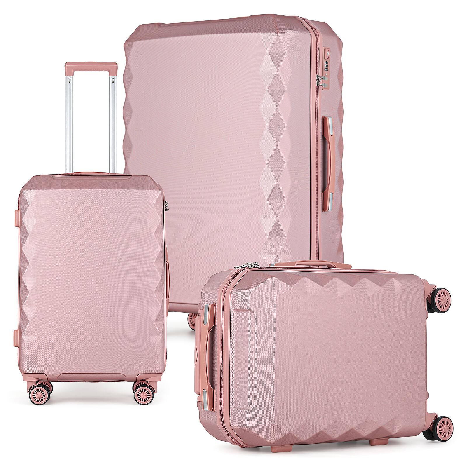 Front. Oumilen - Durable ABS Luggage Set (20/24/28 Inch) with TSA Lock for Safe Travel - Rosegold.