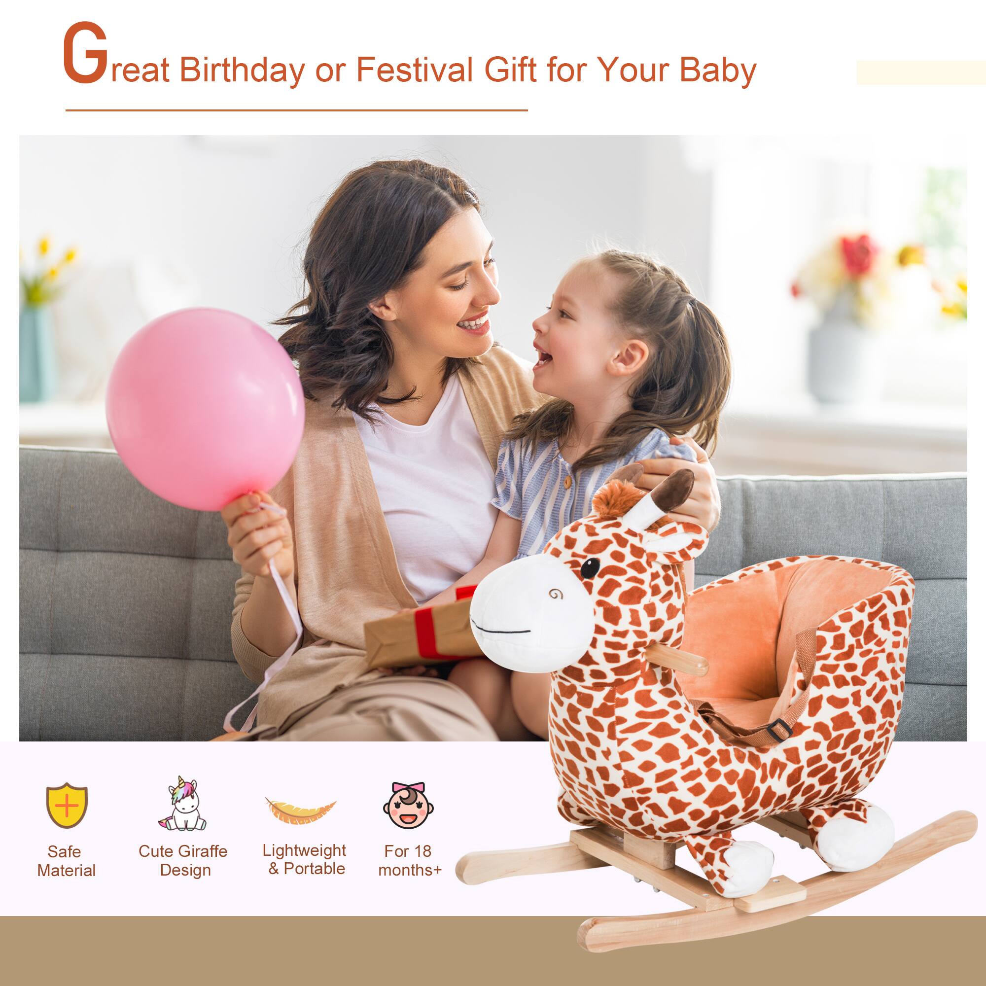 Great Birthday or Festival Gift for Your Baby

- Safe Material
- Cute Giraffe Design
- Lightweight & Portable
- For 18 months+