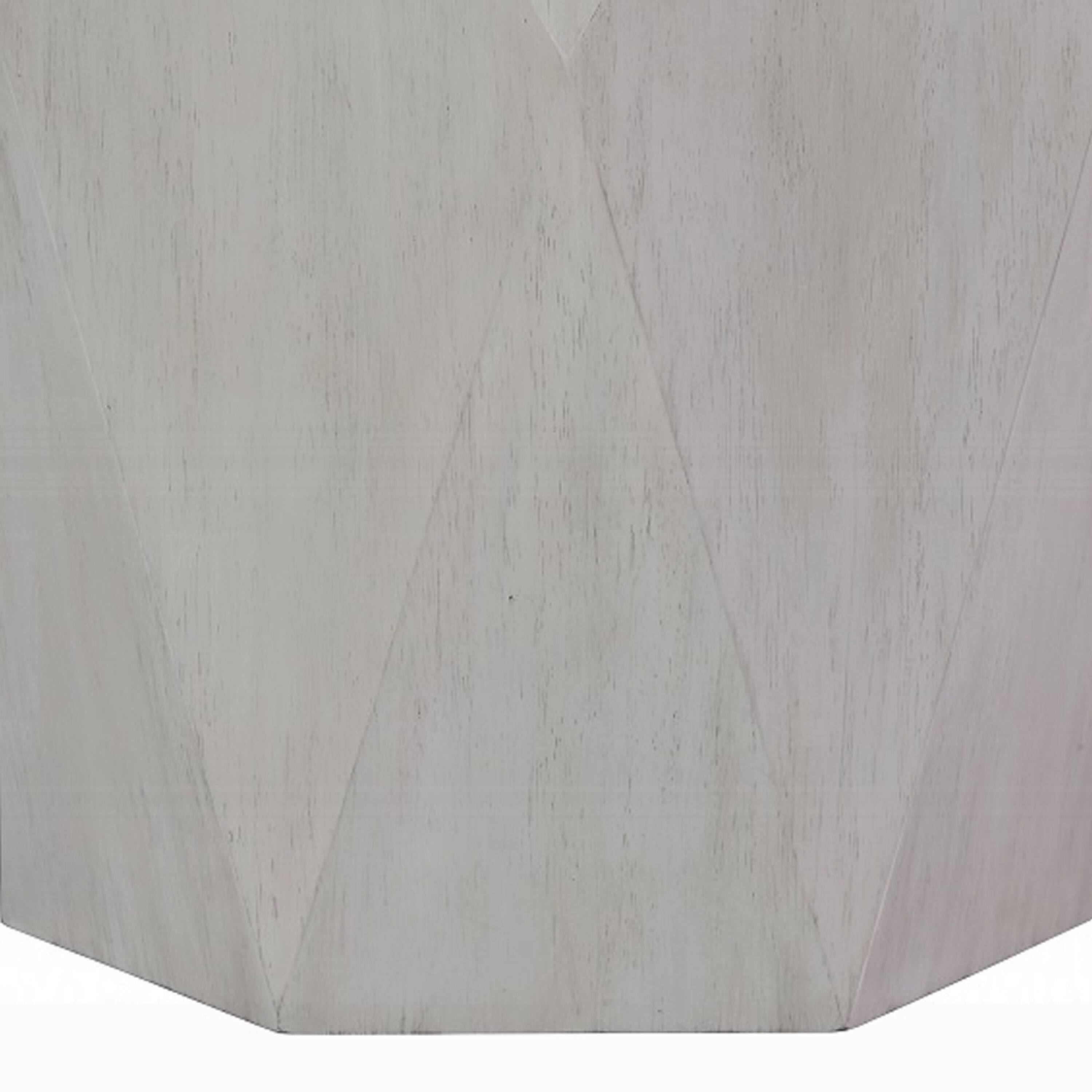 Alt View 3. Manhattan Lane - Hano Side End Table, White Rubberwood, 22 Inch, Geometric Design Body - White.
