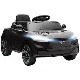 Qaba - 12V Kids Ride On Car, Licensed Ford Mustang Mach-E Electric Car w/Remote, 3 Speeds, LED Light, Music, Bluetooth