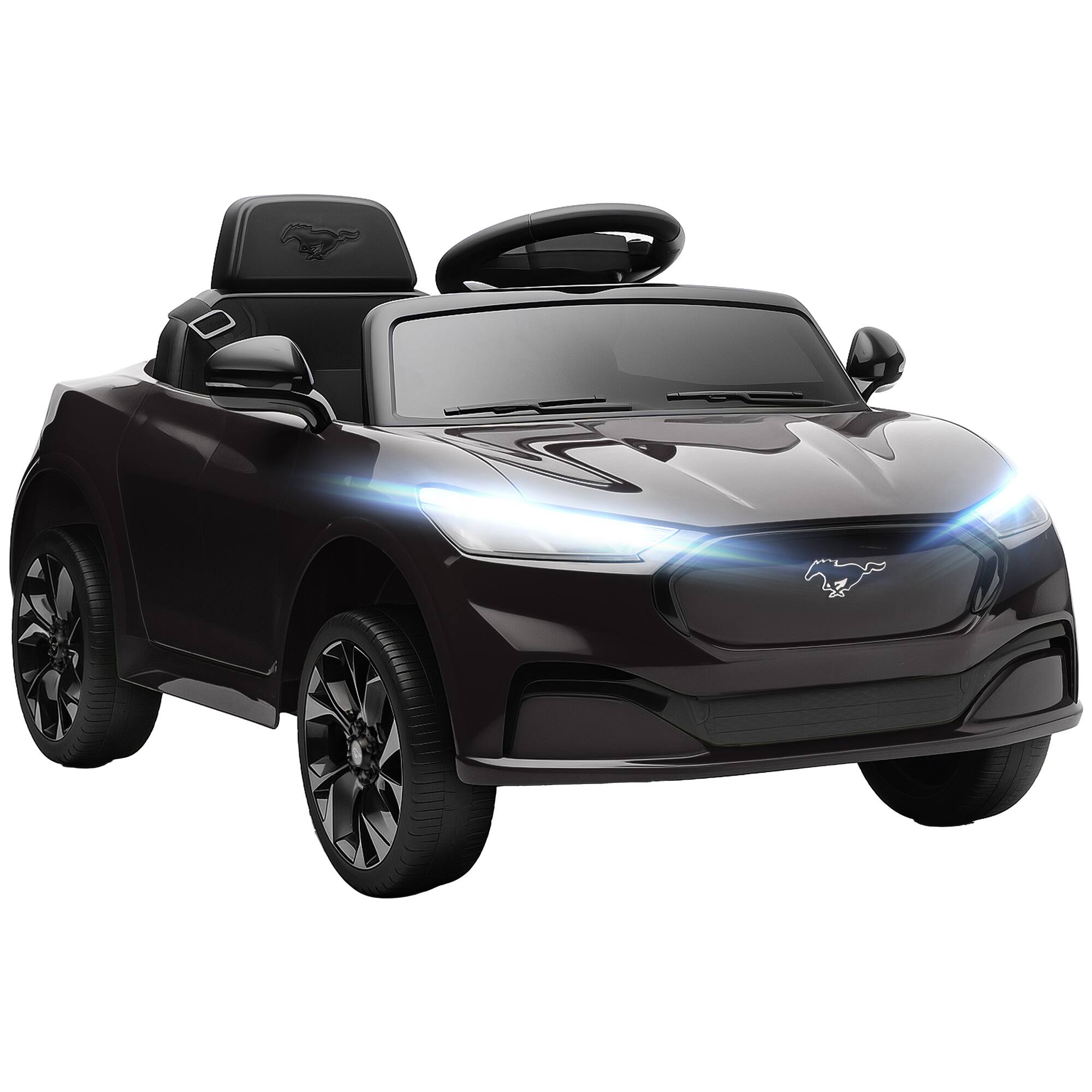 Qaba - 12V Kids Ride On Car, Licensed Ford Mustang Mach-E Electric Car w/Remote, 3 Speeds, LED Light, Music, Bluetooth