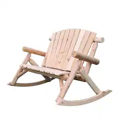 Contoured Comfort - Cedar Log Rocking Loveseat - Brown