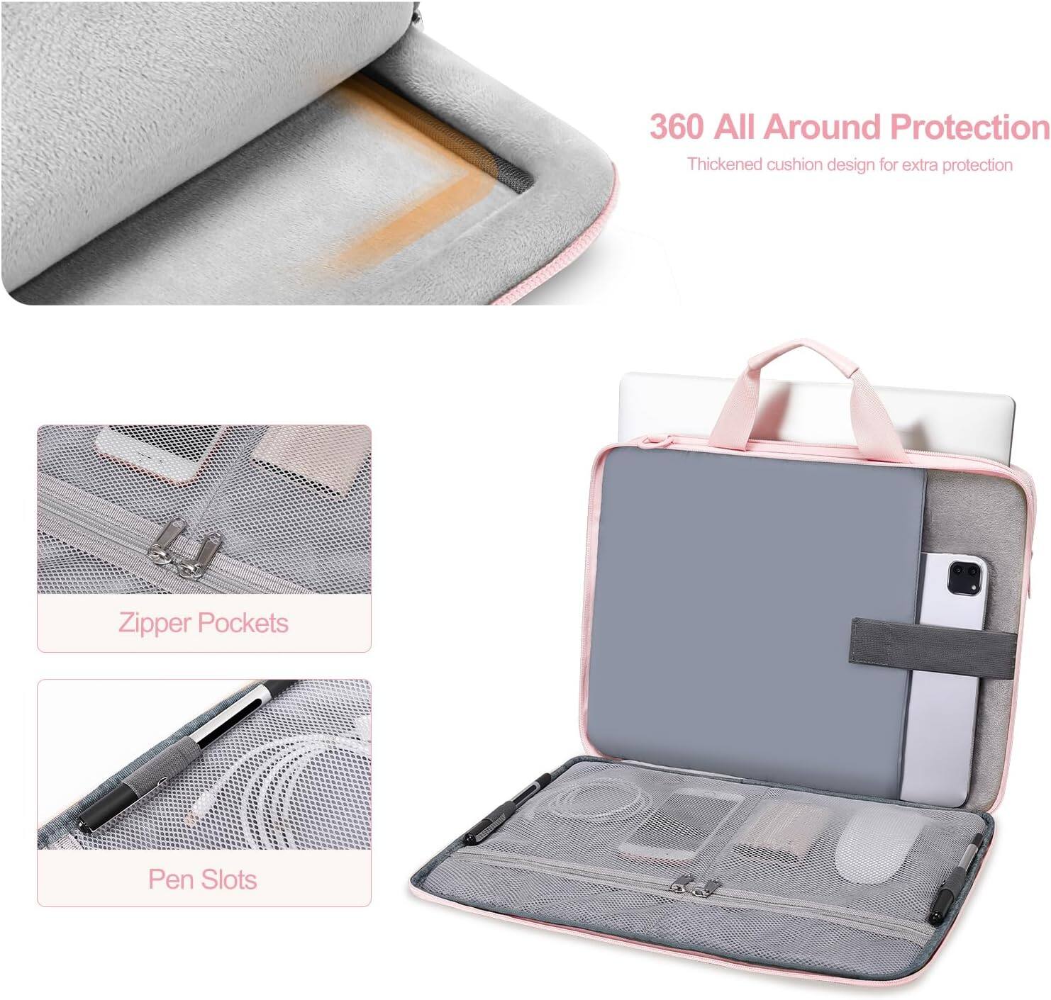 360 All Around Protection  
Thickened cushion design for extra protection  

Zipper Pockets  

Pen Slots