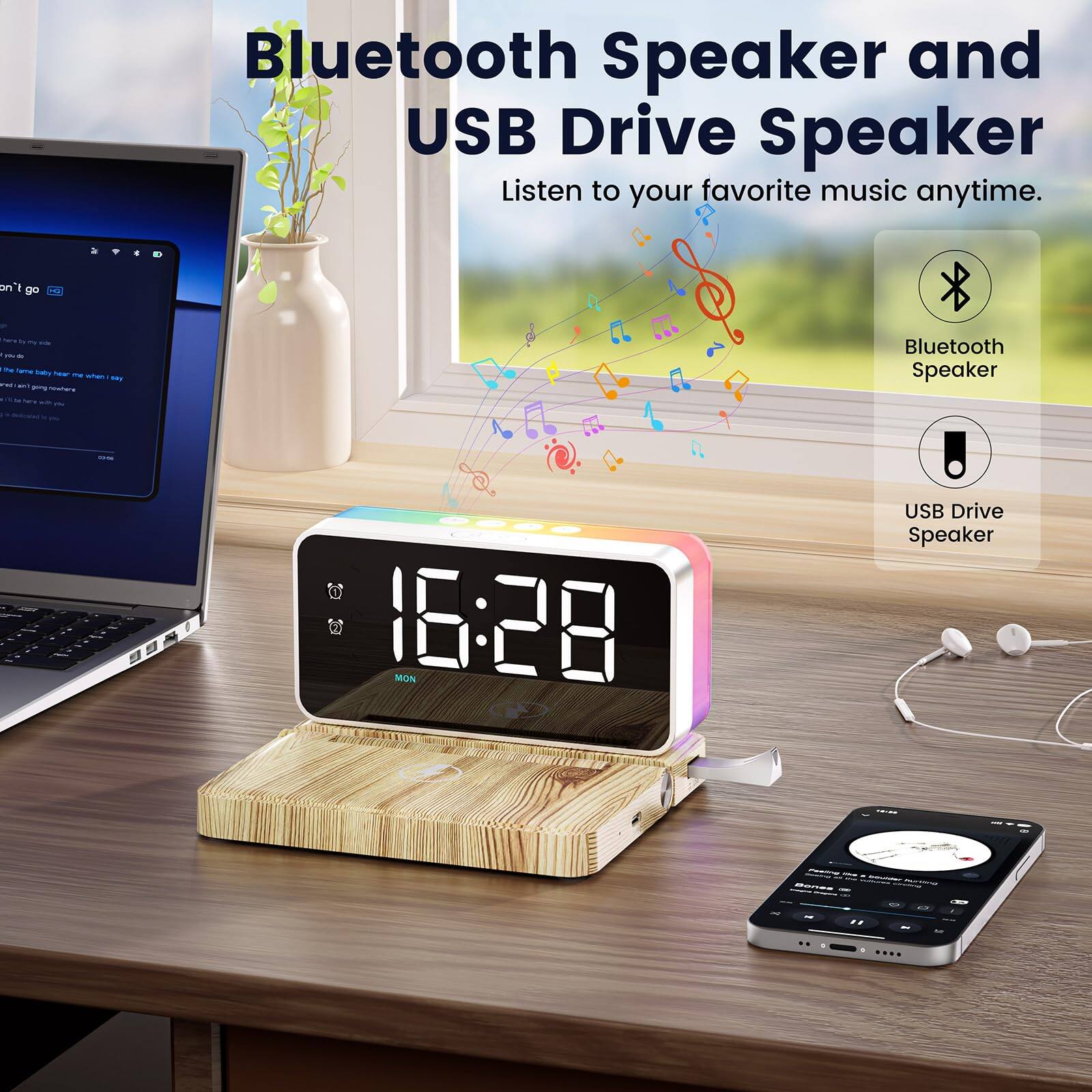 Bluetooth Speaker and USB Drive Speaker  
Listen to your favorite music anytime.

Bluetooth Speaker  
USB Drive Speaker