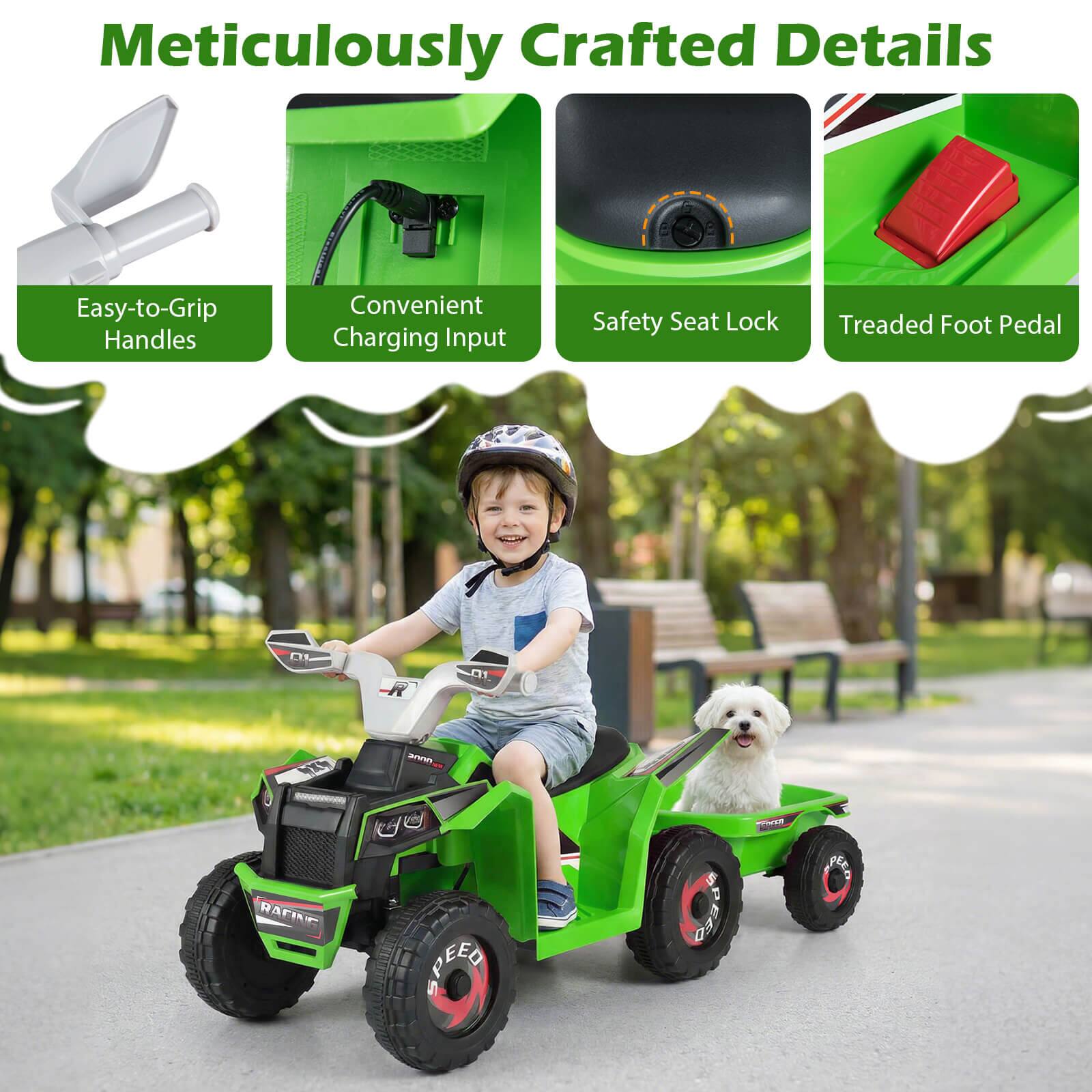 Meticulously Crafted Details  
Easy-to-Grip Handles  
Convenient Charging Input  
Safety Seat Lock  
Treaded Foot Pedal