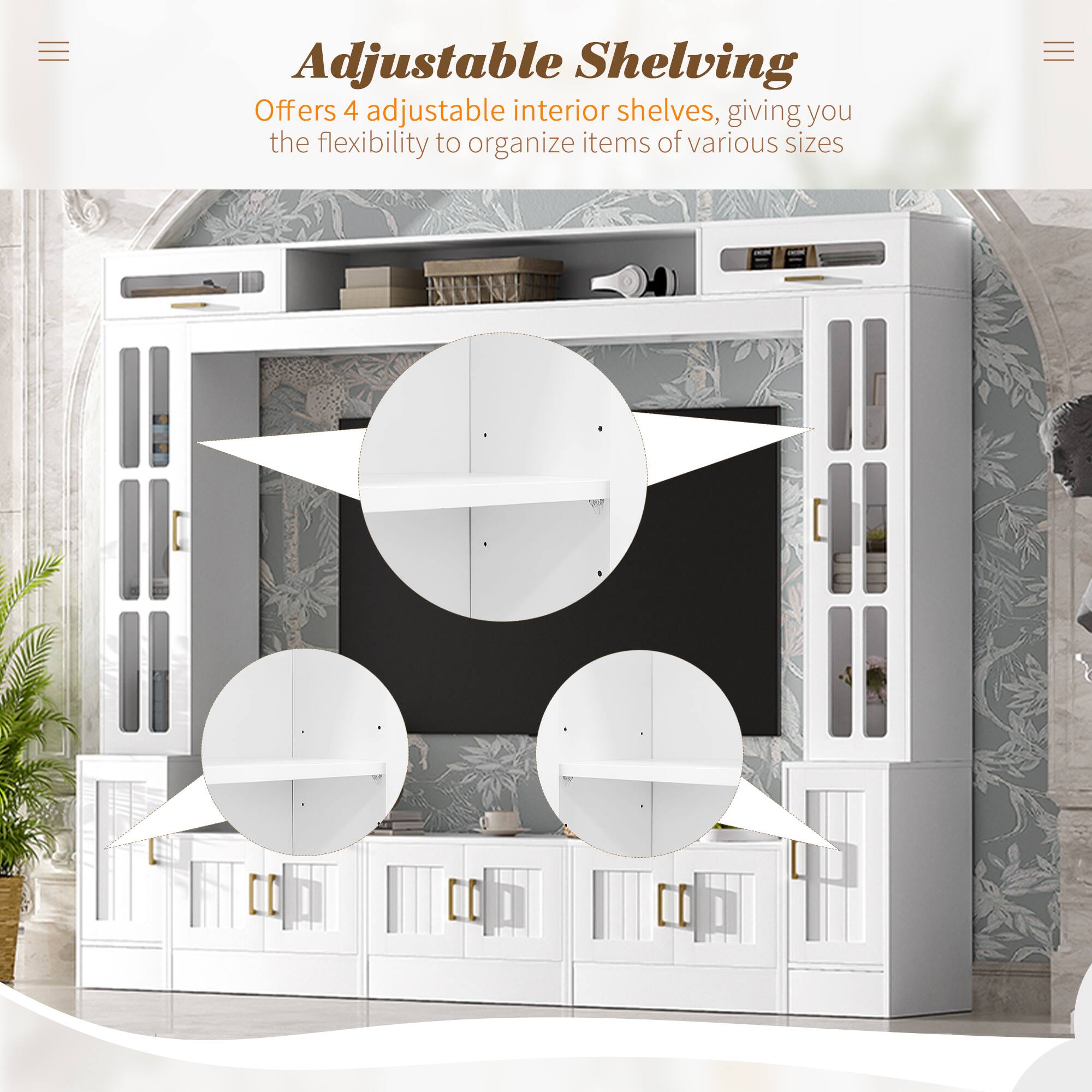 Adjustable Shelving

Offers 4 adjustable interior shelves, giving you the flexibility to organize items of various sizes.
