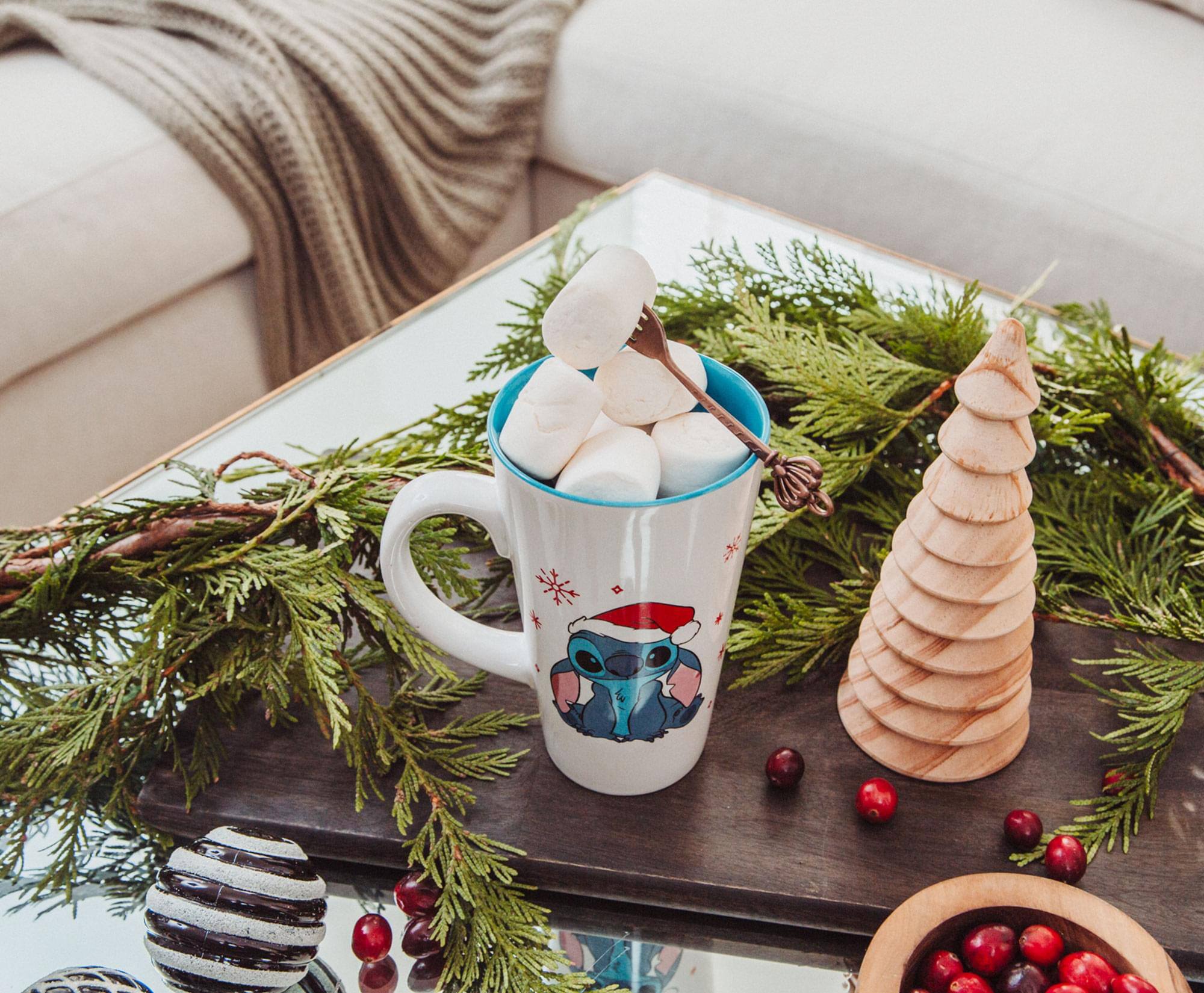 Alt View 10. Disney - Disney Lilo & Stitch Santa Hat Ceramic Latte Mug | Holds 16 Ounces - Blue.