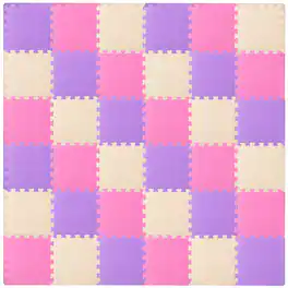 ProSource - ProsourceFit Kids Solid Floor Play Mat 3/8-in, 36 sf - Pink/Purple/Beige