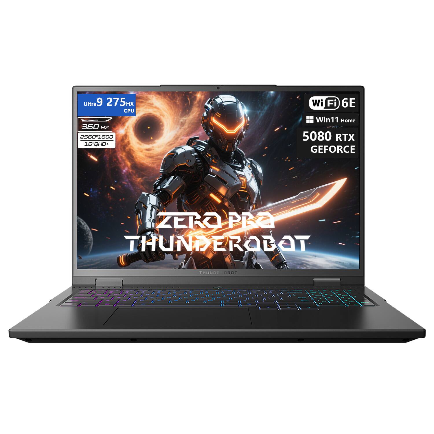 Thunderobot - ZERO 16 16" WQXGA Gaming Laptop - Intel Core Ultra 9 275HX - 32GB RAM – 1TB SSD - NVIDIA GeForce RTX 5080 - Backlit KB - Black