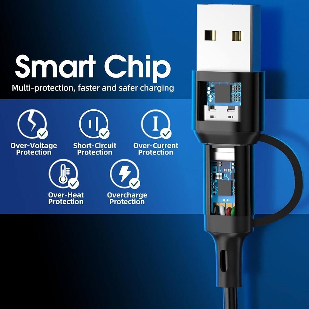 Smart Chip  
Multi-protection, faster and safer charging  

- Over-Voltage Protection  
- Short-Circuit Protection  
- Over-Current Protection  
- Over-Heat Protection  
- Overcharge Protection