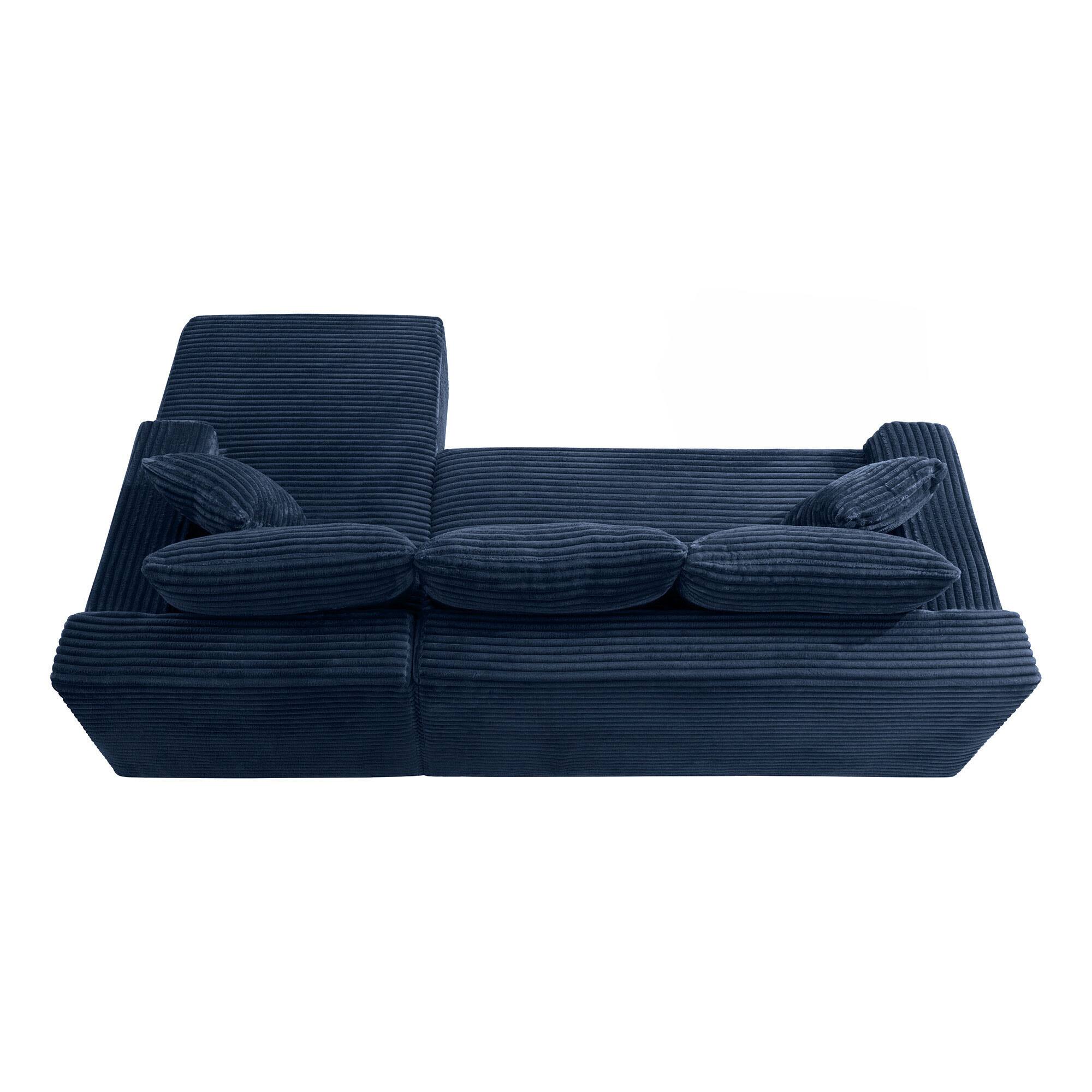 Alt View 1. Boyel Living - 106.3-Inch Corduroy Modular L-Shaped Cloud Sectional Sofa with Chaise - Blue.