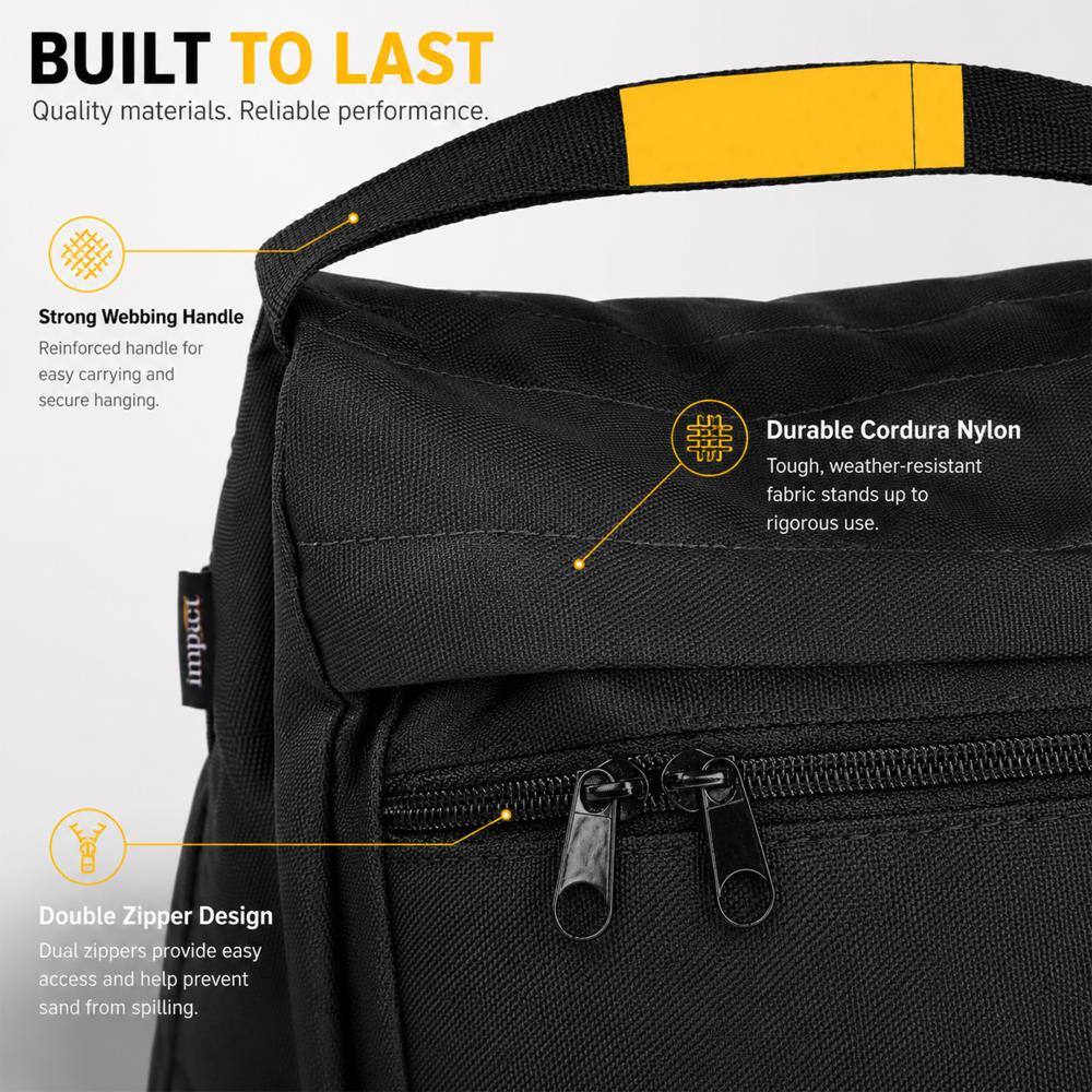 BUILT TO LAST  
Quality materials. Reliable performance.  

Strong Webbing Handle  
Reinforced handle for easy carrying and secure hanging.  

Durable Cordura Nylon  
Tough, weather-resistant fabric stands up to rigorous use.  

Double Zipper Design  
Dual zippers provide easy access and help prevent sand from spilling.