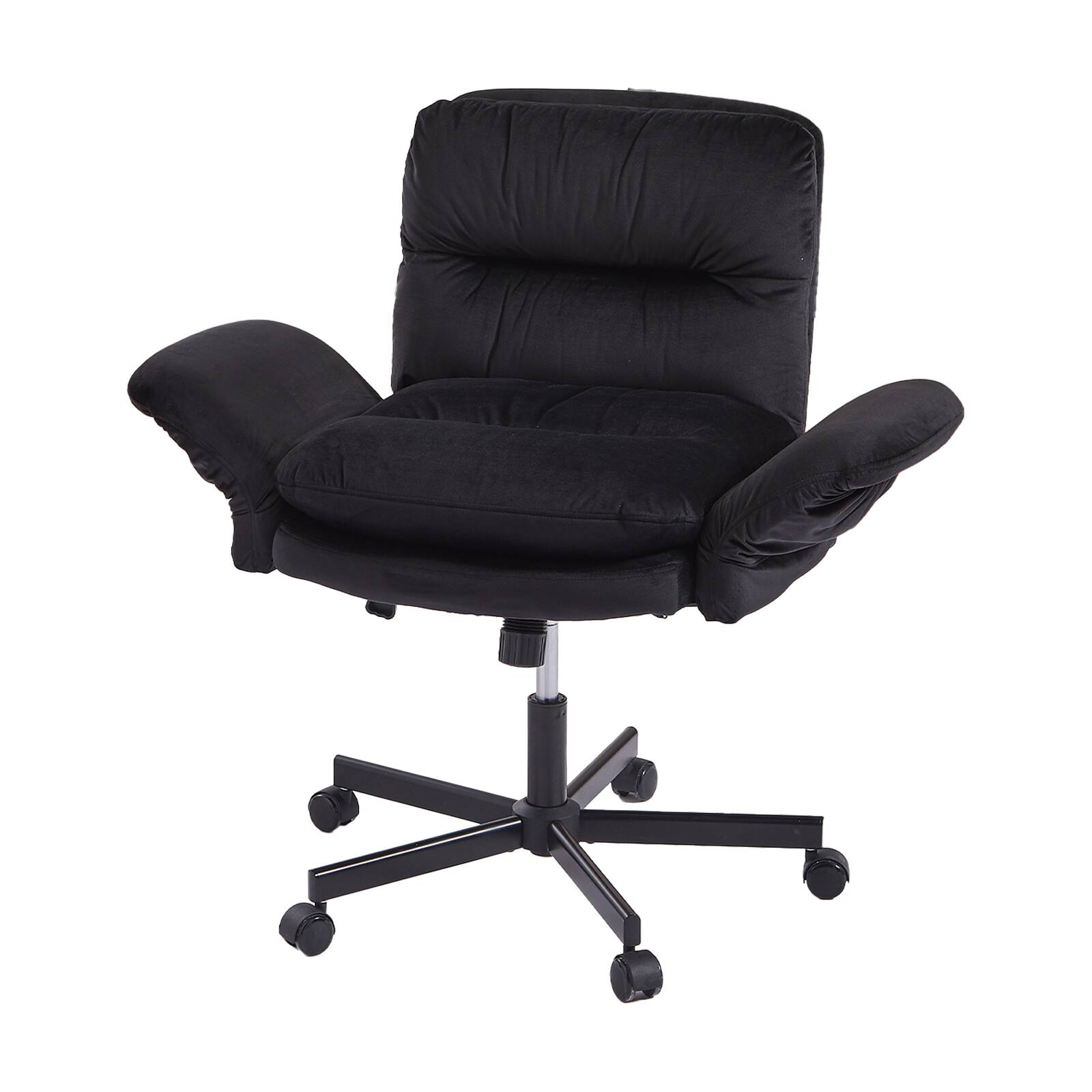 Alt View 6. Bestier - Ergonomic Criss Cross Office Chair, Adjustable Armrest Vanity Chair with Wheels, Ergonomic Chair for Home Office Bedroom - Black.