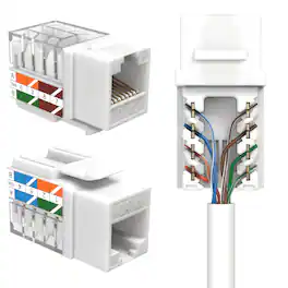Cables Direct Online - Cat6 45° Angled RJ45 Keystone Jack, 110 Punch-Down, UL Listed, Gold-Plated, T568A/B, 10Gbps Ready - White