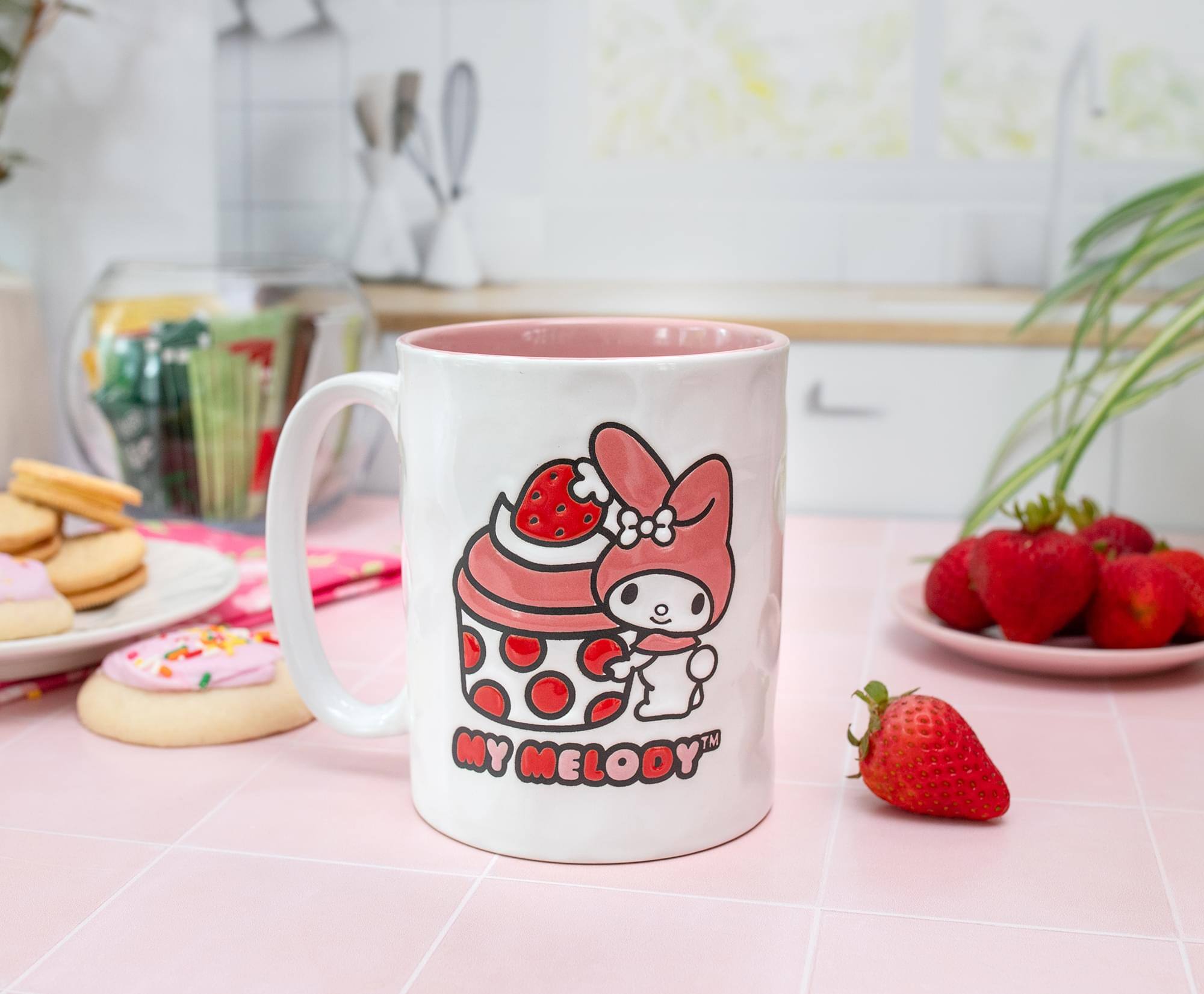 Alt View 2. Silver Buffalo - Sanrio My Melody Cupcake Wax-Resist Ceramic Pottery Mug | Holds 17 Ounces - White.
