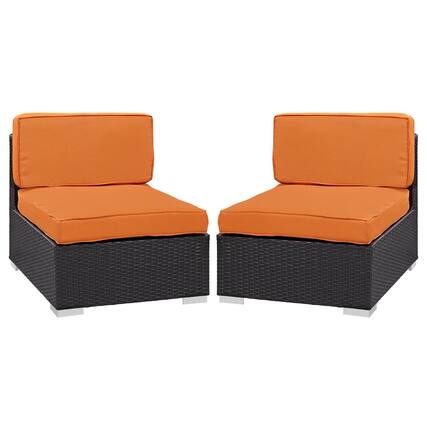 Front. Modway - Gather Outdoor Patio Armless Chair Set of 2 by Modway - Espresso Orange.