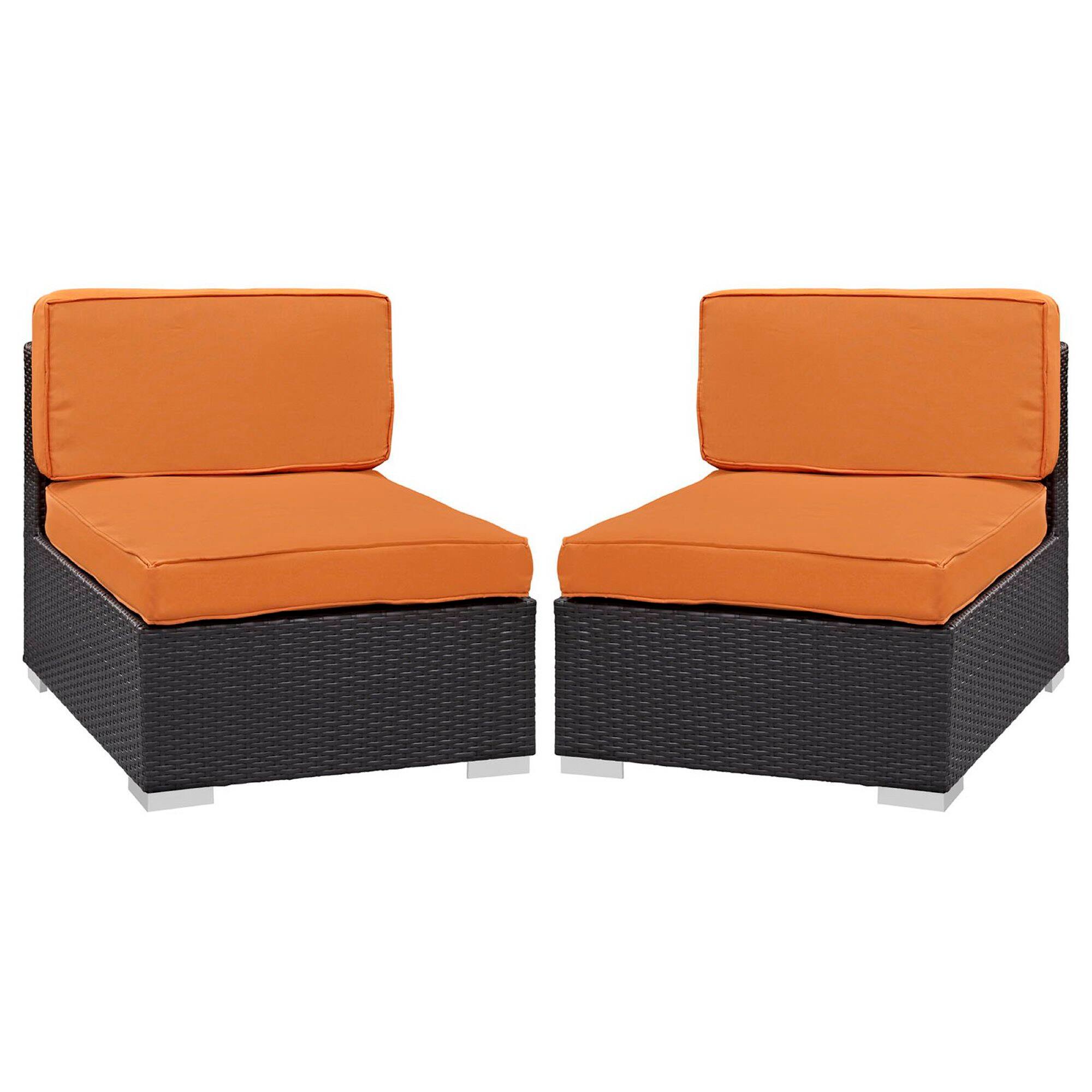 Front. Modway - Gather Outdoor Patio Armless Chair Set of 2 by Modway - Espresso Orange.
