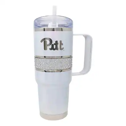 Front. Nordic Company - White Pitt Panthers 32oz. MyBevi Rhinestone Hollywood Travel Mug - White.