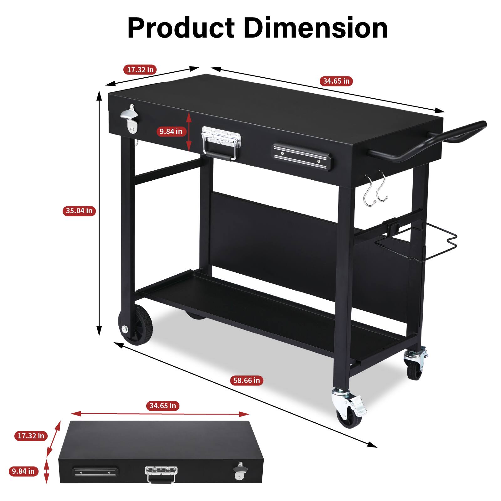 Product Dimension  
17.32 in  
34.65 in  
9.84 in  
35.04 in  
58.66 in  
34.65 in  
17.32 in  
9.84 in