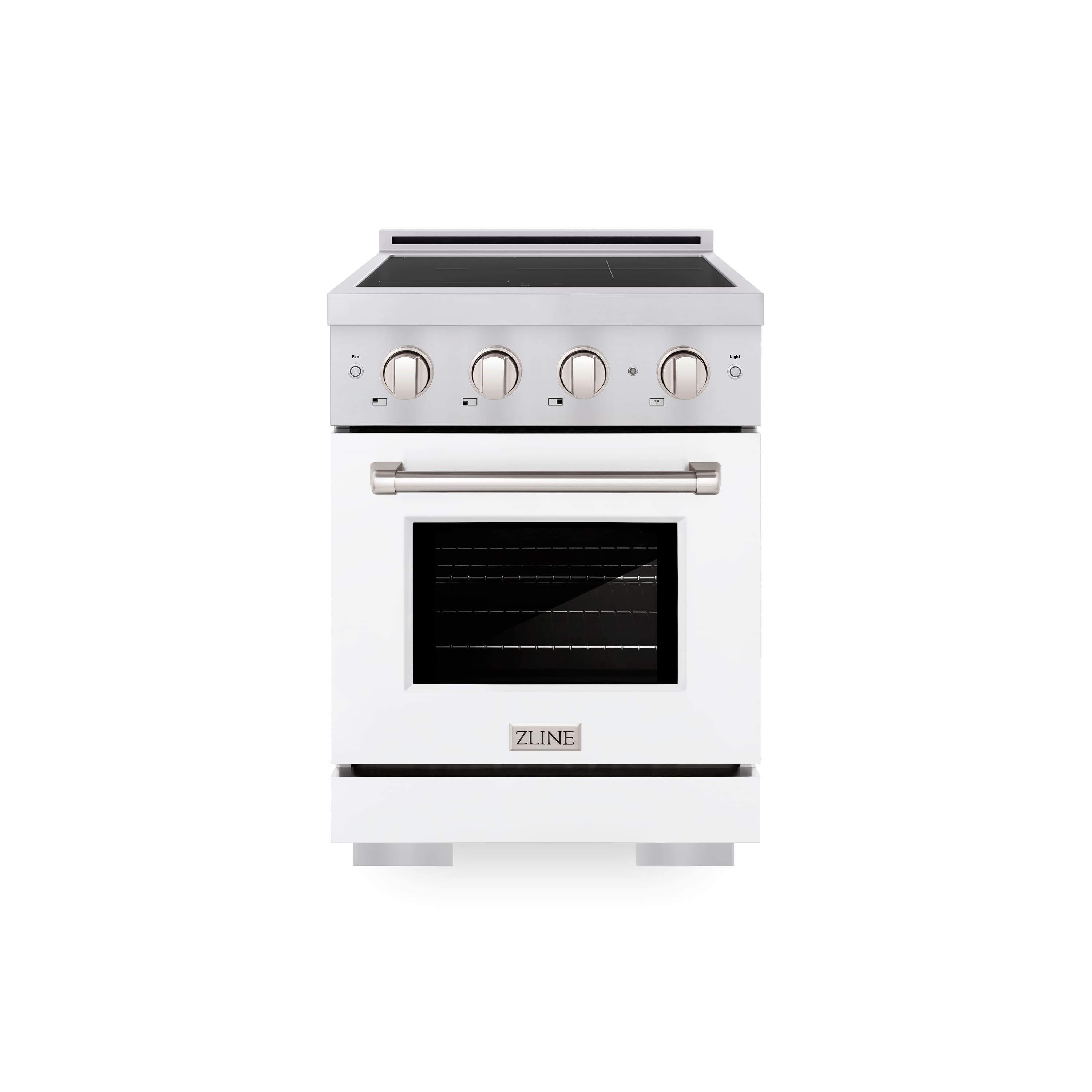 ZLINE - 24 in. 3.2 cu. ft. Paramount Freestanding Induction Range with 3 Burners and Electric Oven with Door - White Matte