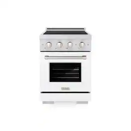 ZLINE - 24 in. 3.2 cu. ft. Paramount Freestanding Induction Range with 3 Burners and Electric Oven with Door - White Matte