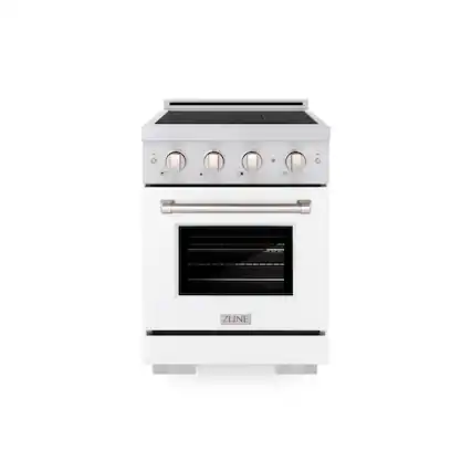 Front. ZLINE - 24 in. 3.2 cu. ft. Paramount Freestanding Induction Range with 3 Burners and Electric Oven with White Matte Door - White Matte.