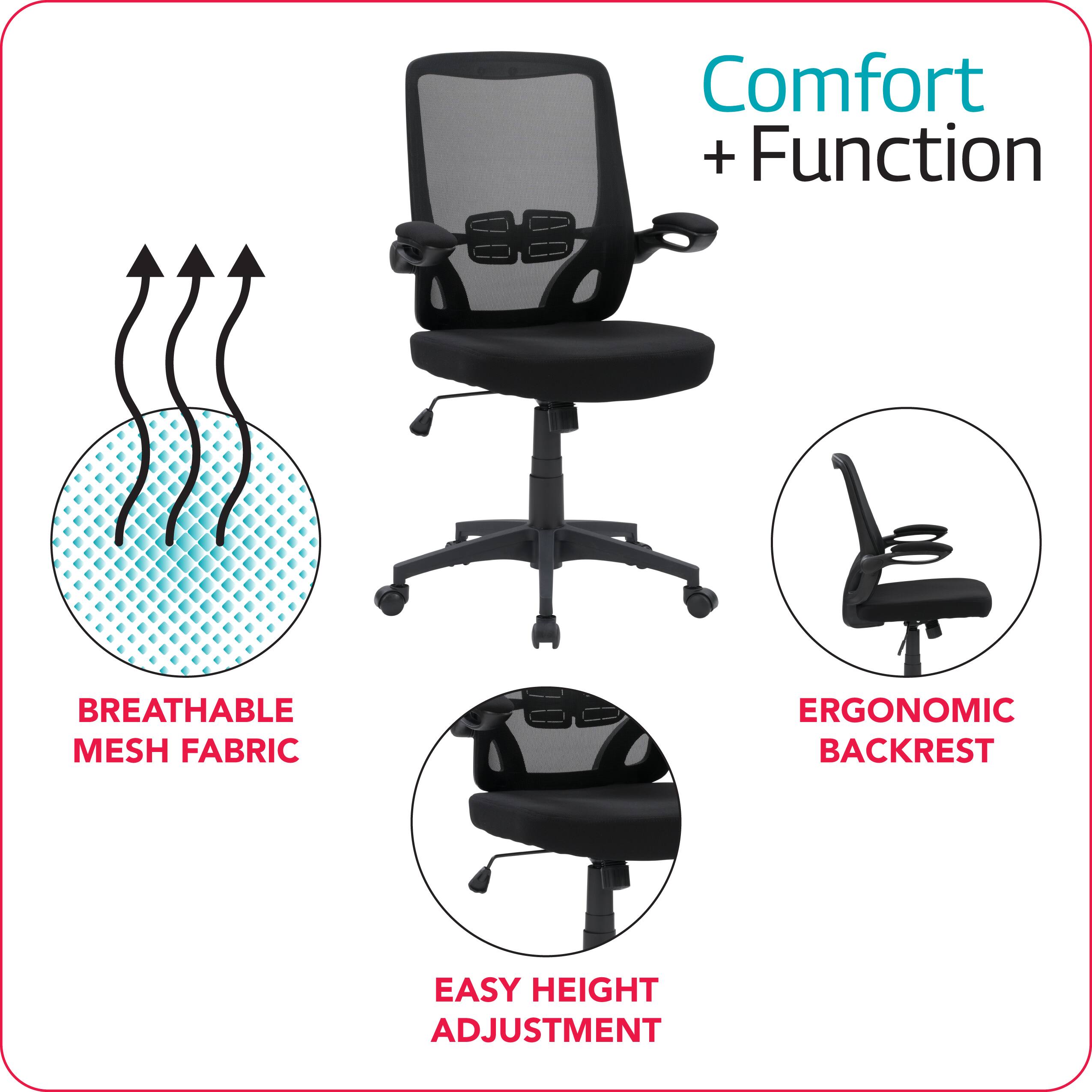 Left. CorLiving - WHR-500-O Workspace High Mesh Back Office Chair in Black - Black.