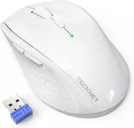 TECKNET - Wireless Mouse, 2.4G USB Computer Mouse with 6-Level Adjustable 4800 DPI, Silent Quiet Click - Wireless - White