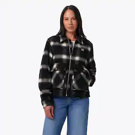 Mobile Warming - App Controlled Women's Kodiak Plaid Heated Jacket - Black and White