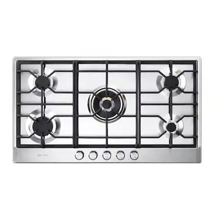 Front. Verona - Verona 36" Designer Gas Cooktop with 5 Sealed Burners in Stainless Steel - Stainless Steel.
